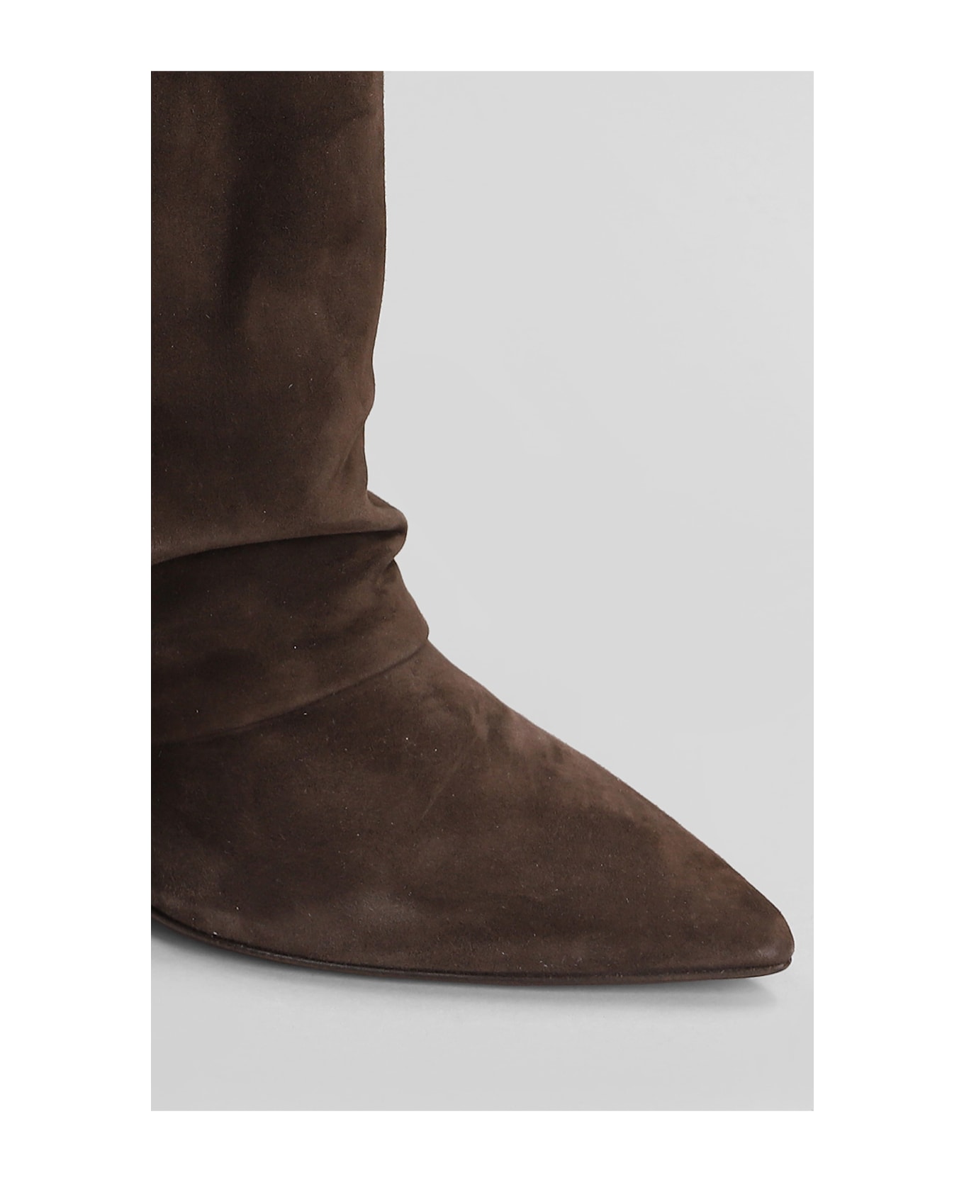 The Seller High Heels Ankle Boots In Dark Brown Suede - dark brown