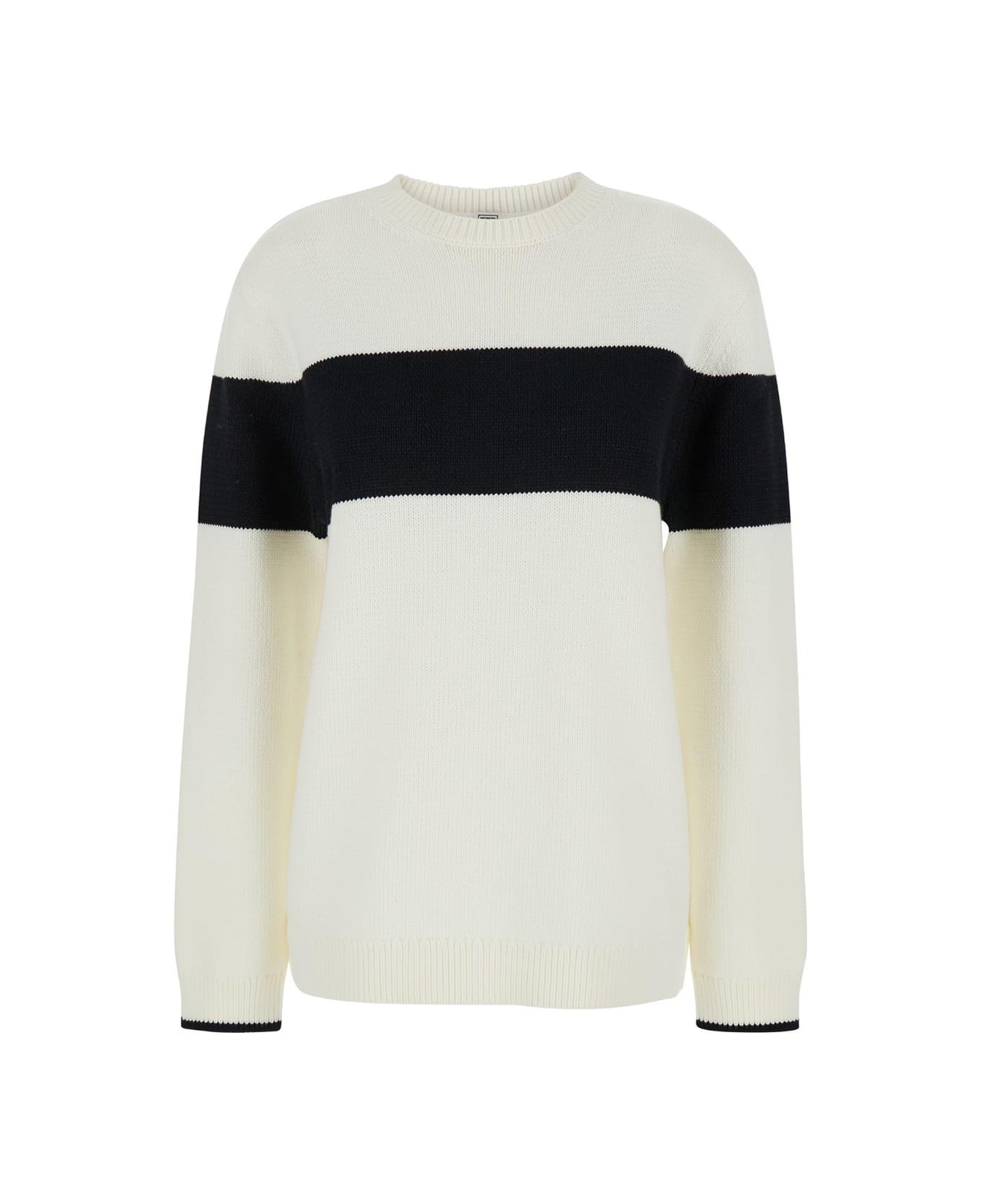 Totême White Sweater With Contrasting Stripe In Cotton Blend Woman - White