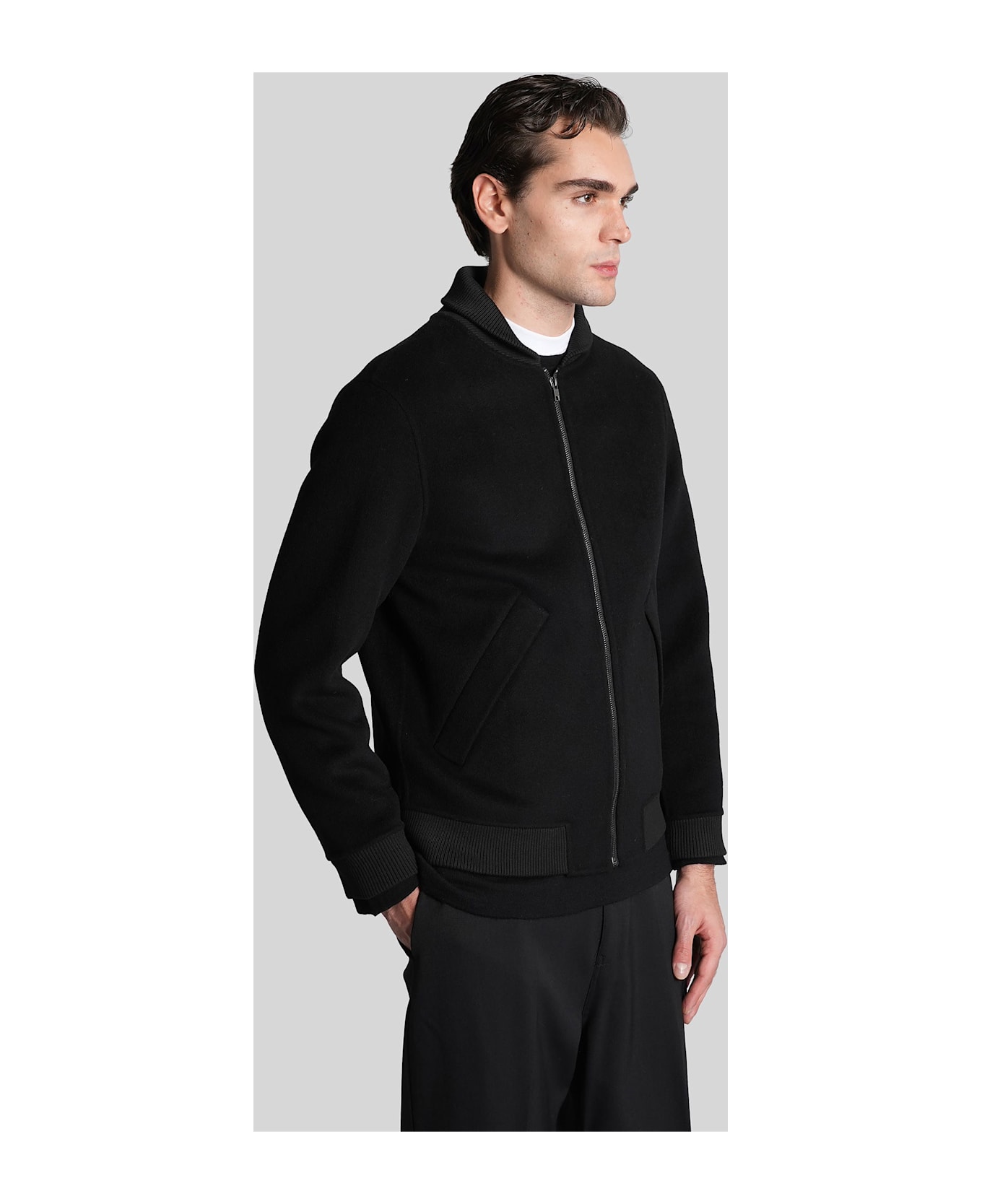 Mauro Grifoni Bomber Jacket In Black Wool - black