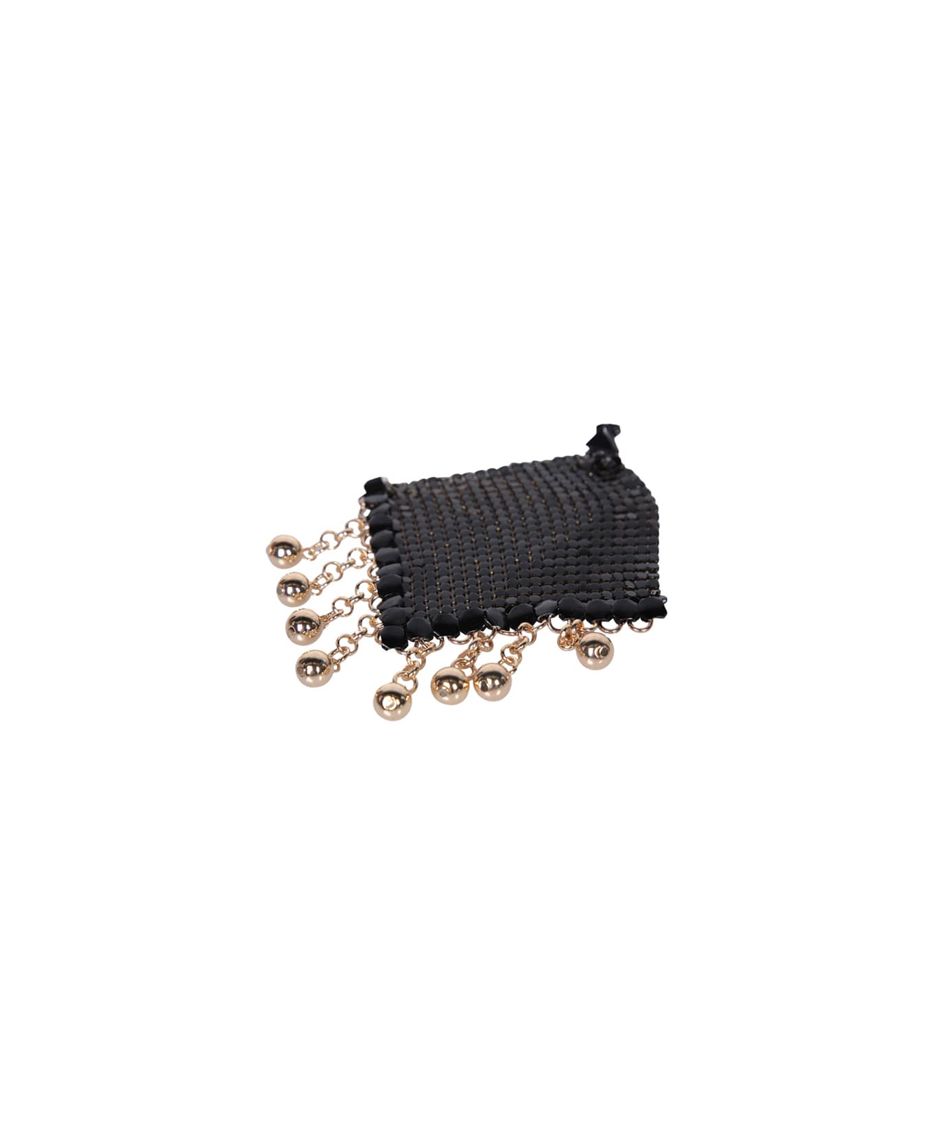 Paco Rabanne Pixel Mesh Earrings In Black And Gold - Black