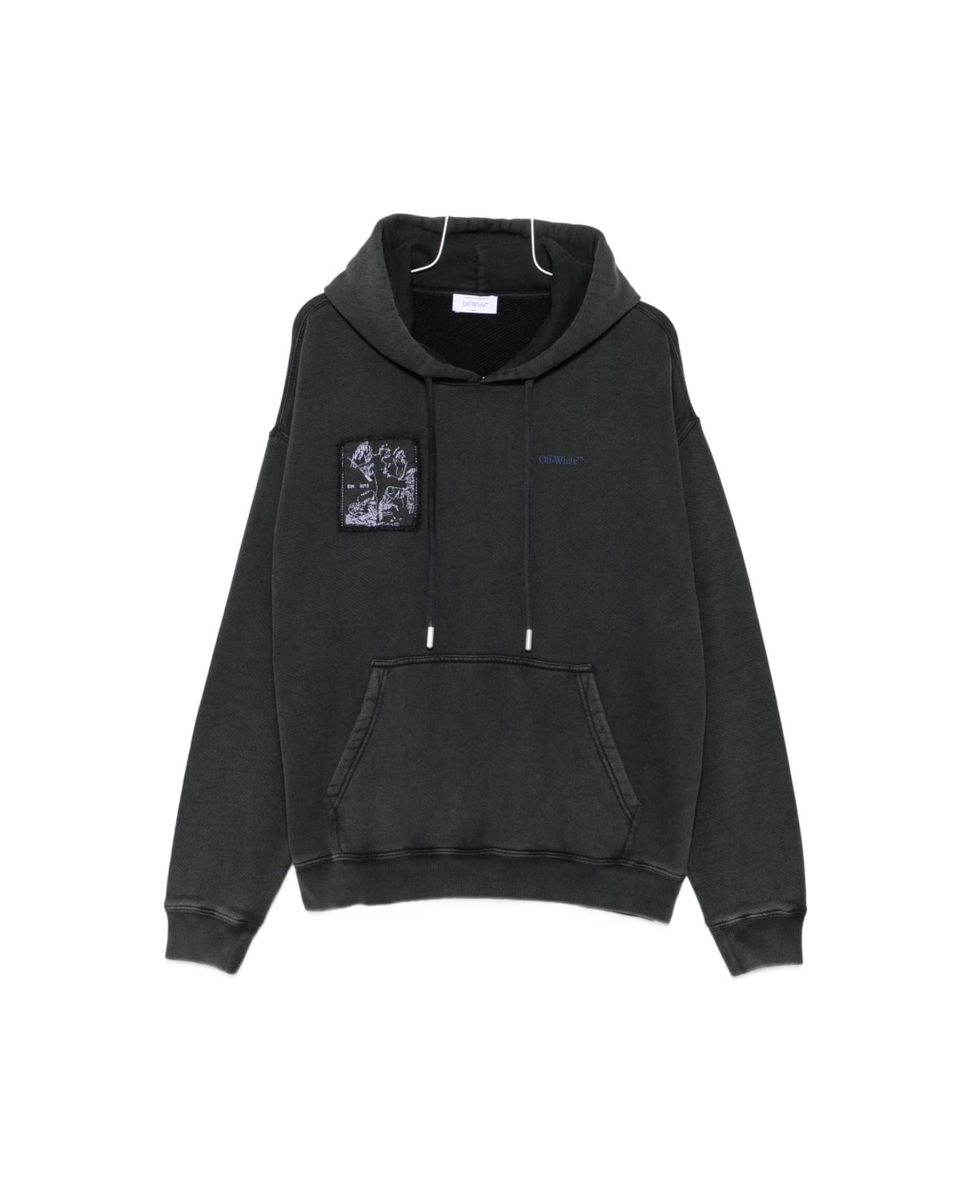 Off-White Faded Painting Skate Cotton Hoodie - Black