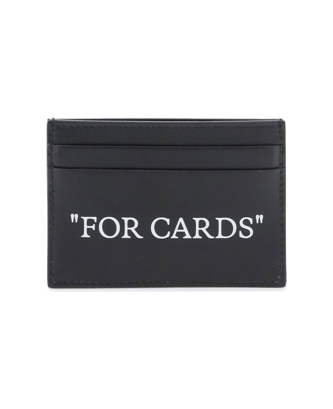 Off-White Bookish Card Holder With Lettering - Black White
