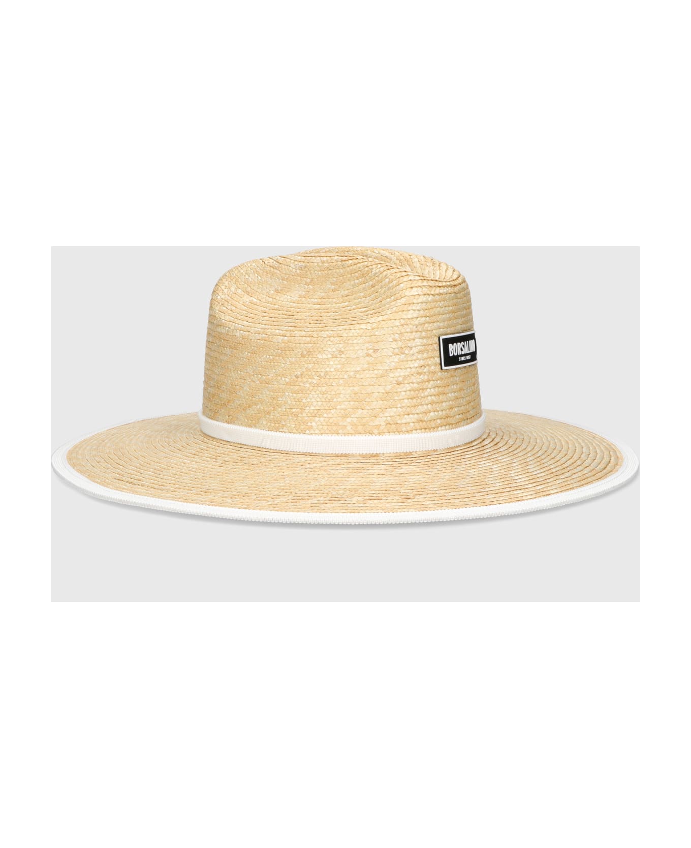 Borsalino Surfer Braided Straw - NATURAL, WHITE HAT BAND