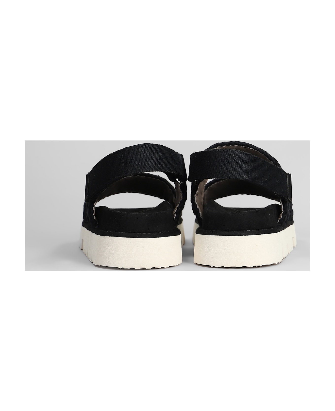 Mou Bio Sandal Flats In Black Suede - black