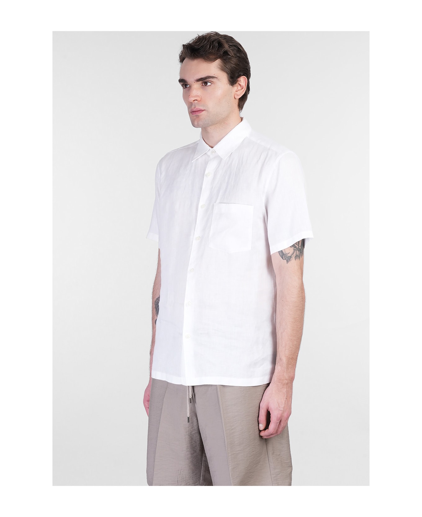 Theory Shirt In White Linen - white