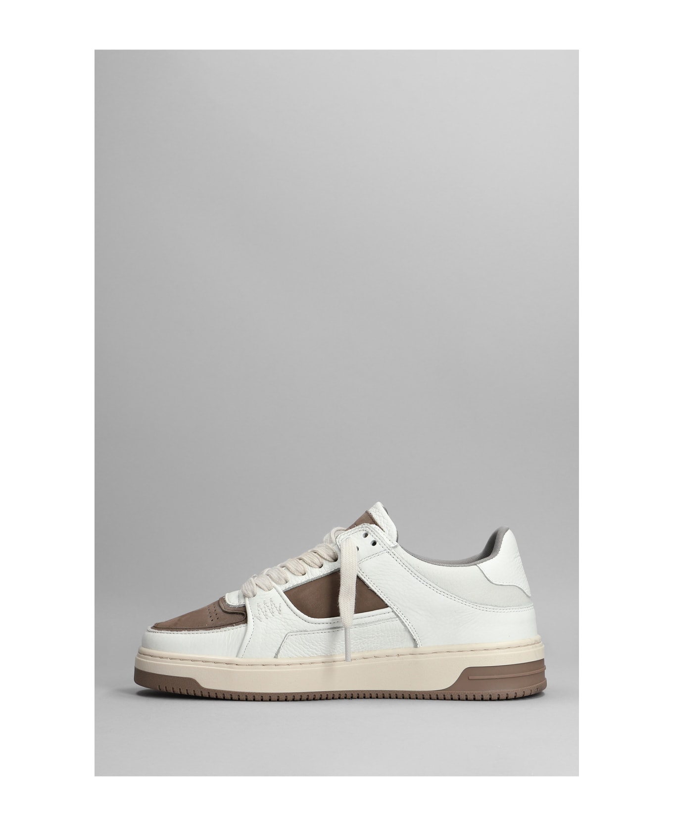 REPRESENT Apex Sneakers In White Leather - White and brown
