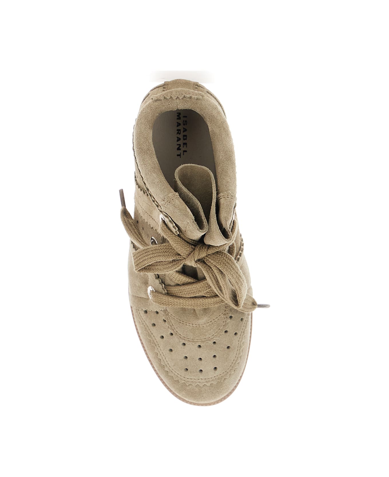 Isabel Marant 'bobby' Beige Sneakers With Perforated Details And Fornt Lace-up Closure In Leather Woman - Beige