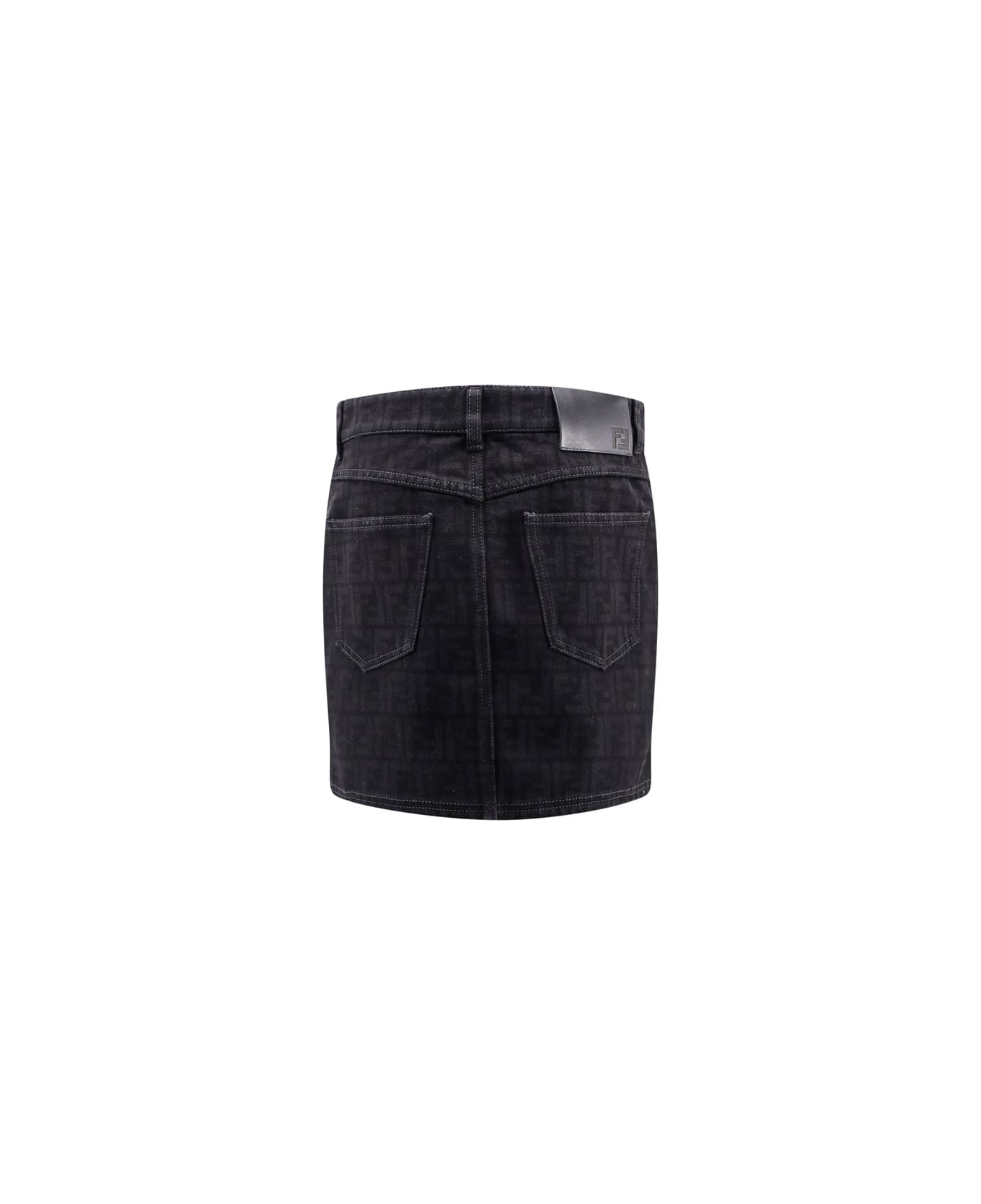 Fendi Ff Denim Miniskirt - Black