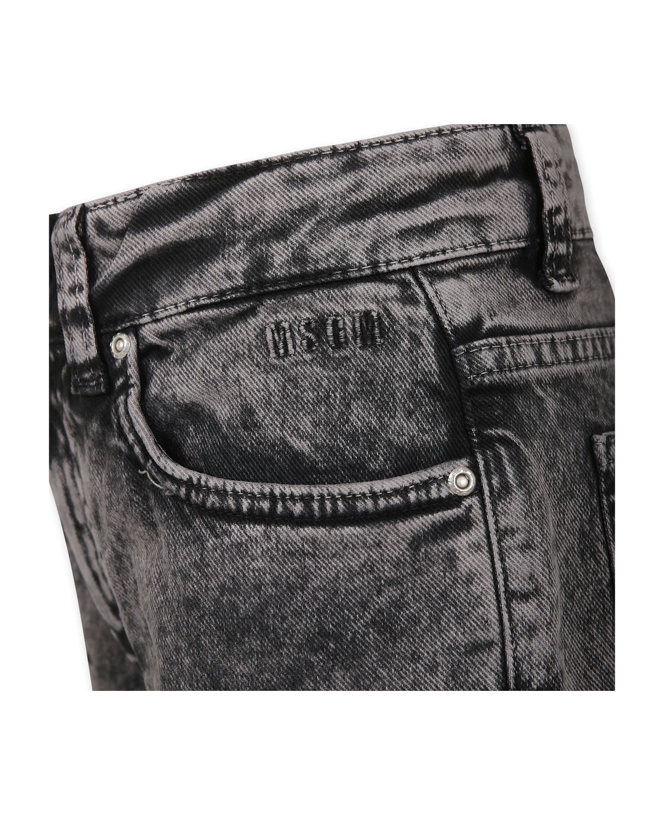 MSGM Grey Jeans For Girl With Rhinestones - Grey