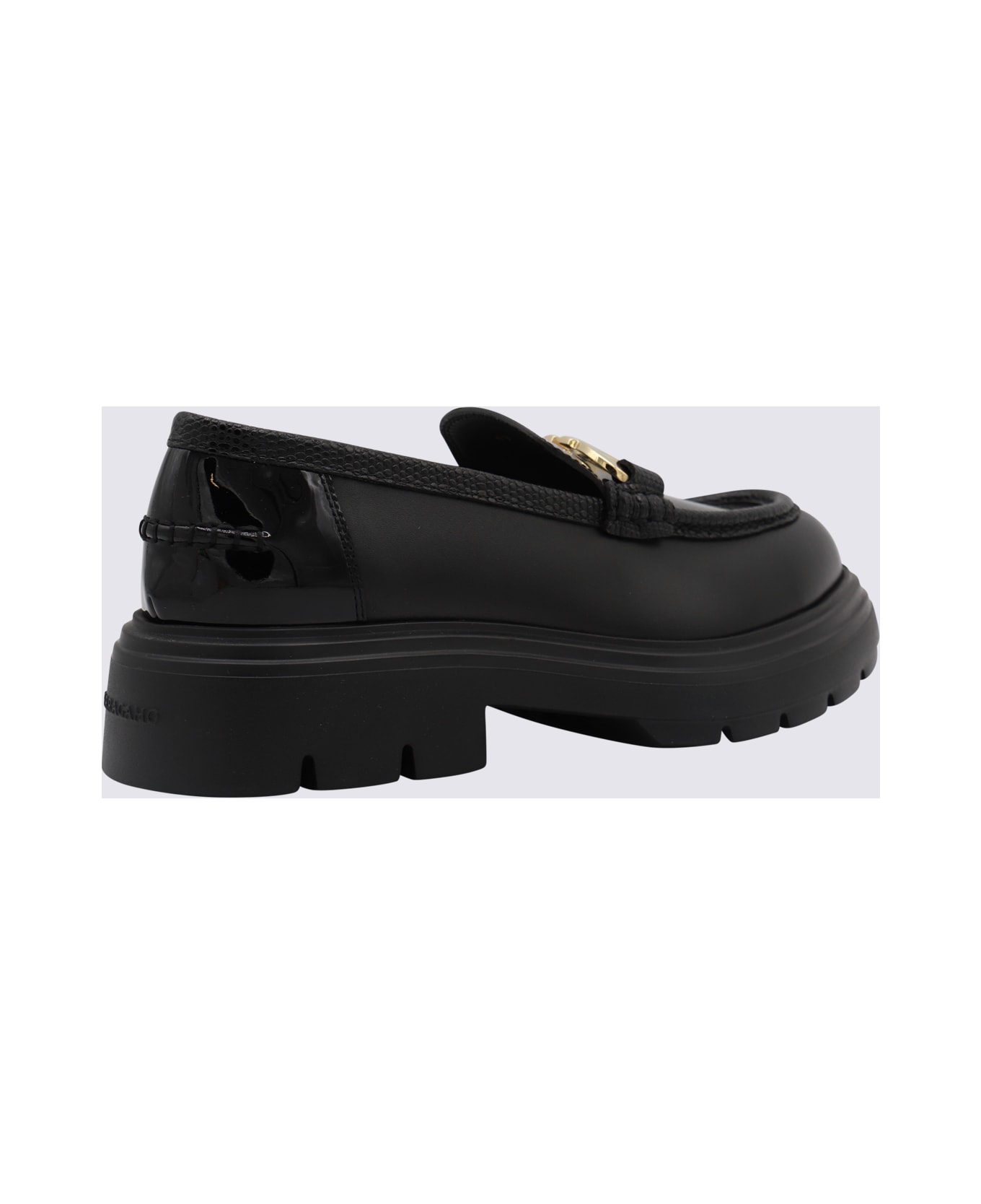 Ferragamo Black Leather Loafers