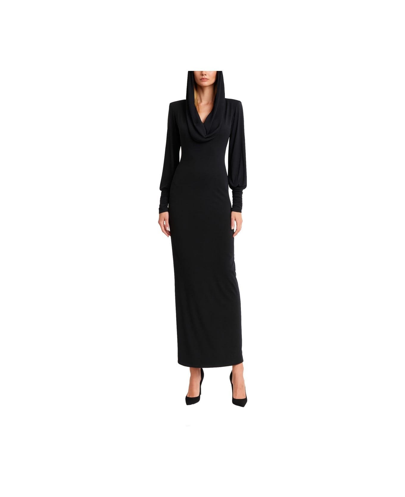 Rotate by Birger Christensen Long Dress With Hood - BLACK