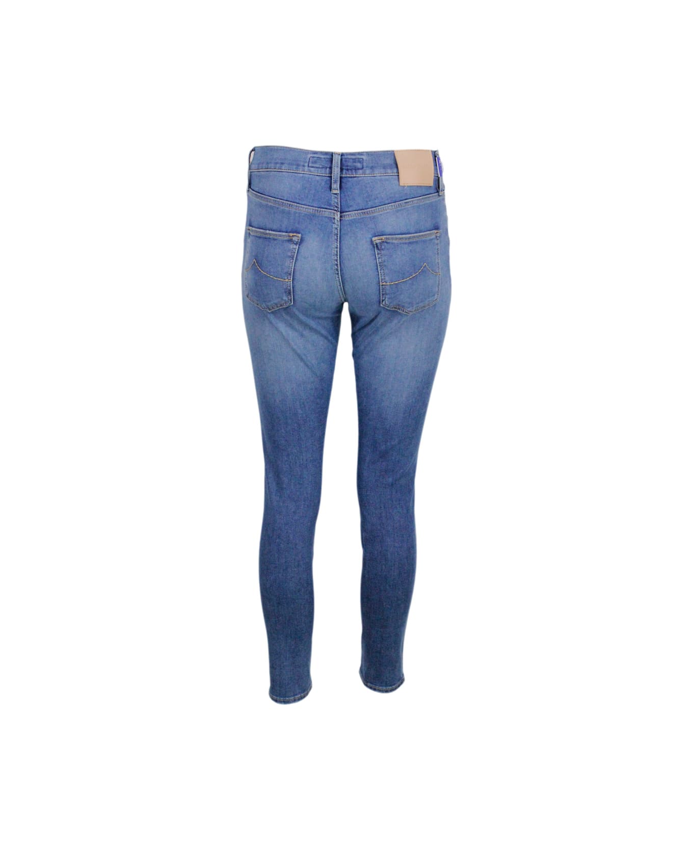 Jacob Cohen Light Jeans In 5-pocket Stretch Denim With Slim Fit At The Ankle With Zip Closure And Tears - Denim