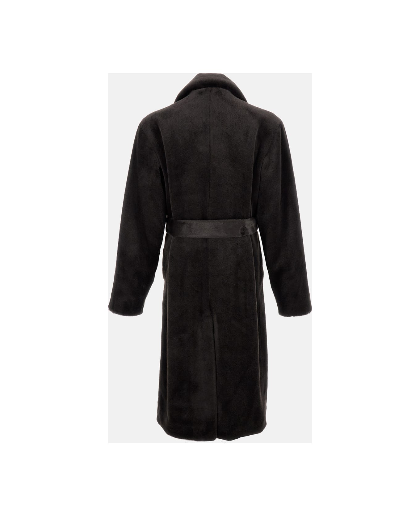 Drôle de Monsieur Brown Faux-fur Coat With Waist Belt - Brown