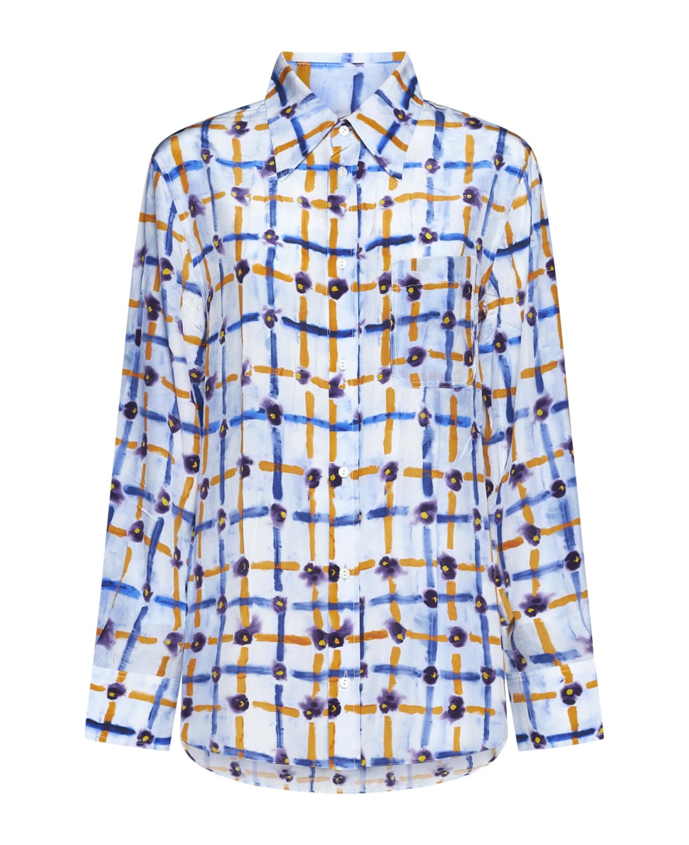 Marni Print Silk Shirt - Light Blue シャツ