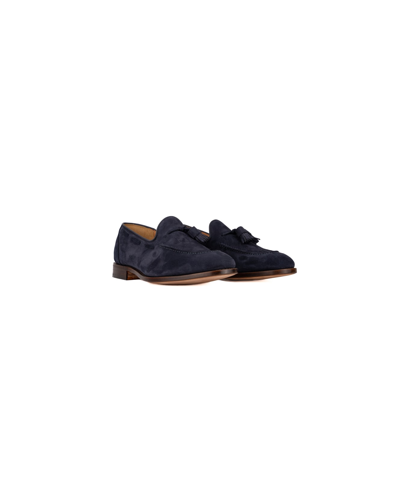 Church's Blue Suede Loafers With Tassels - Navy