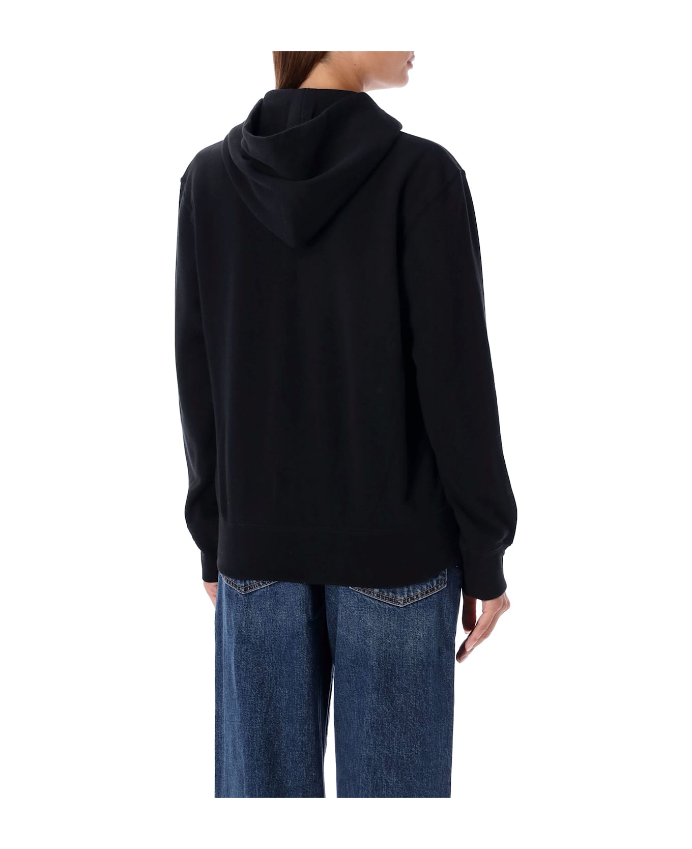 Comme des Garçons Play Zipped Hoodie With Double Heart Patch - BLACK