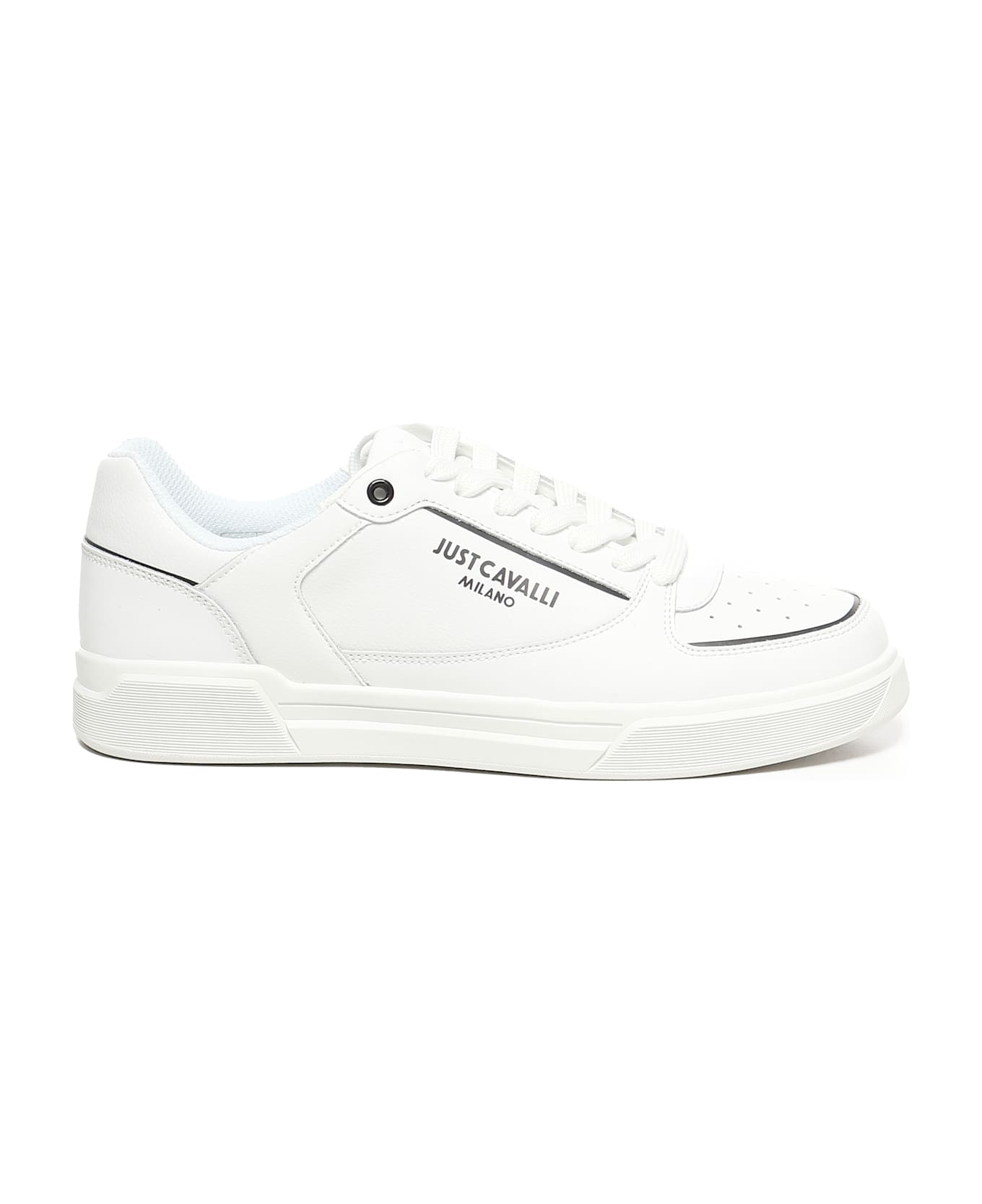 Just Cavalli Leather Logo Sneaker - White