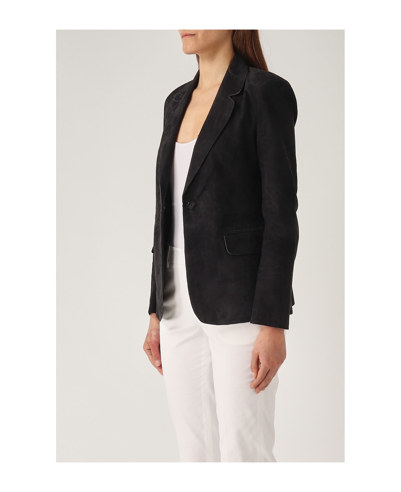 The Jackie Leather Beatriz Leather Jacket - NAVY