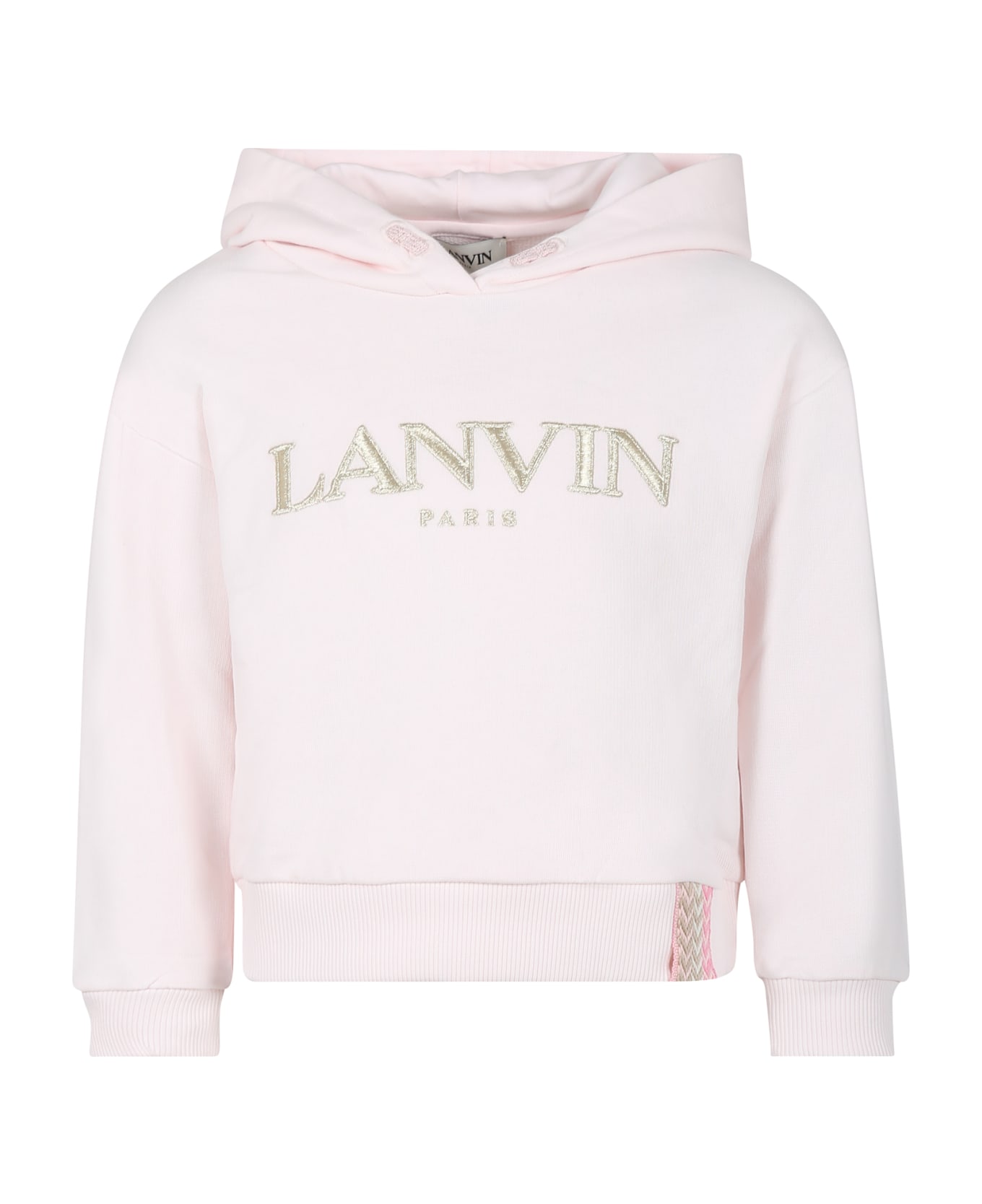 Lanvin Pink Sweatshirt With Hood For Girl With Logo - N Rosa Antico ニットウェア＆スウェットシャツ