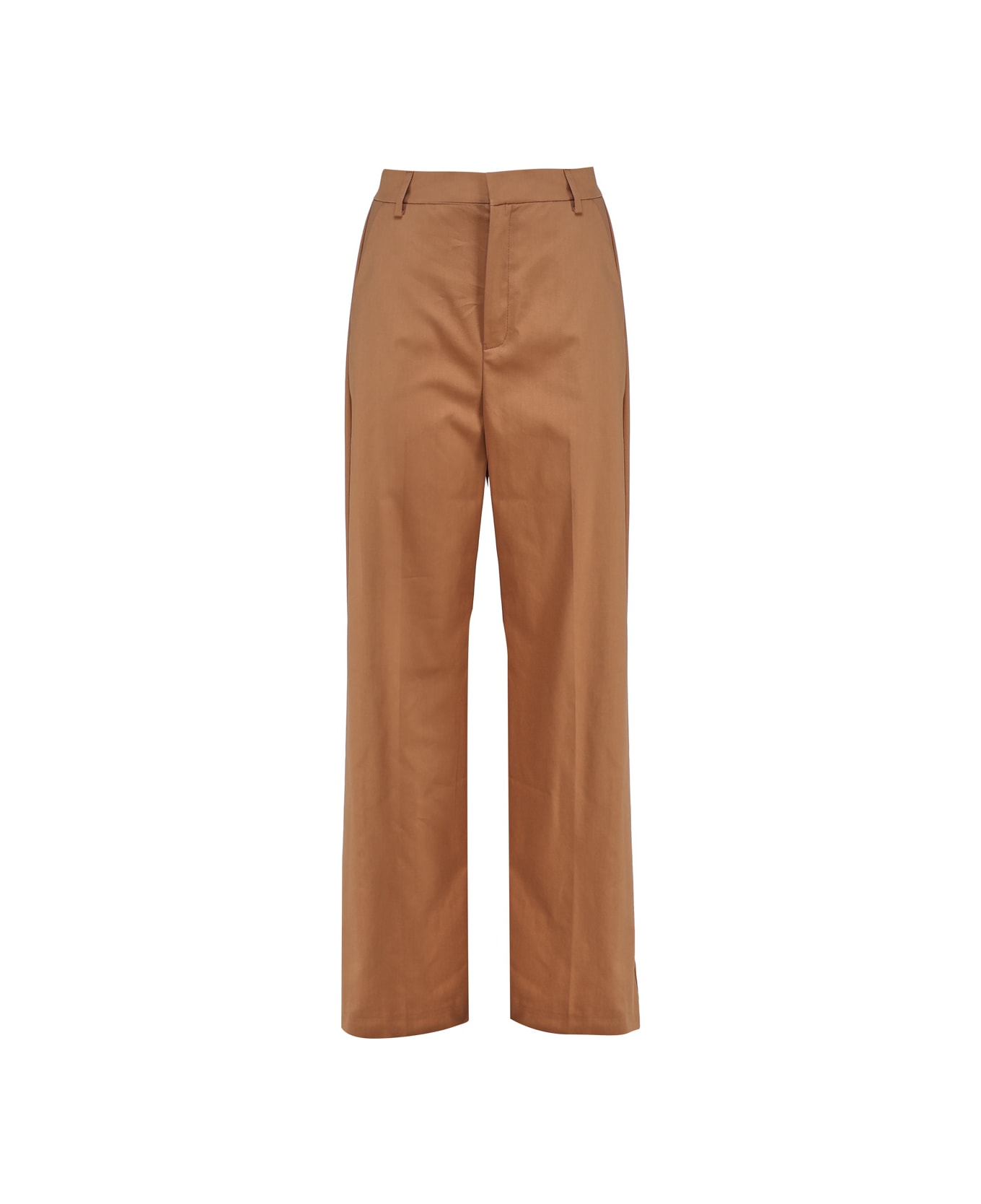 The Andamane High-waisted Cotton Trousers - Brown