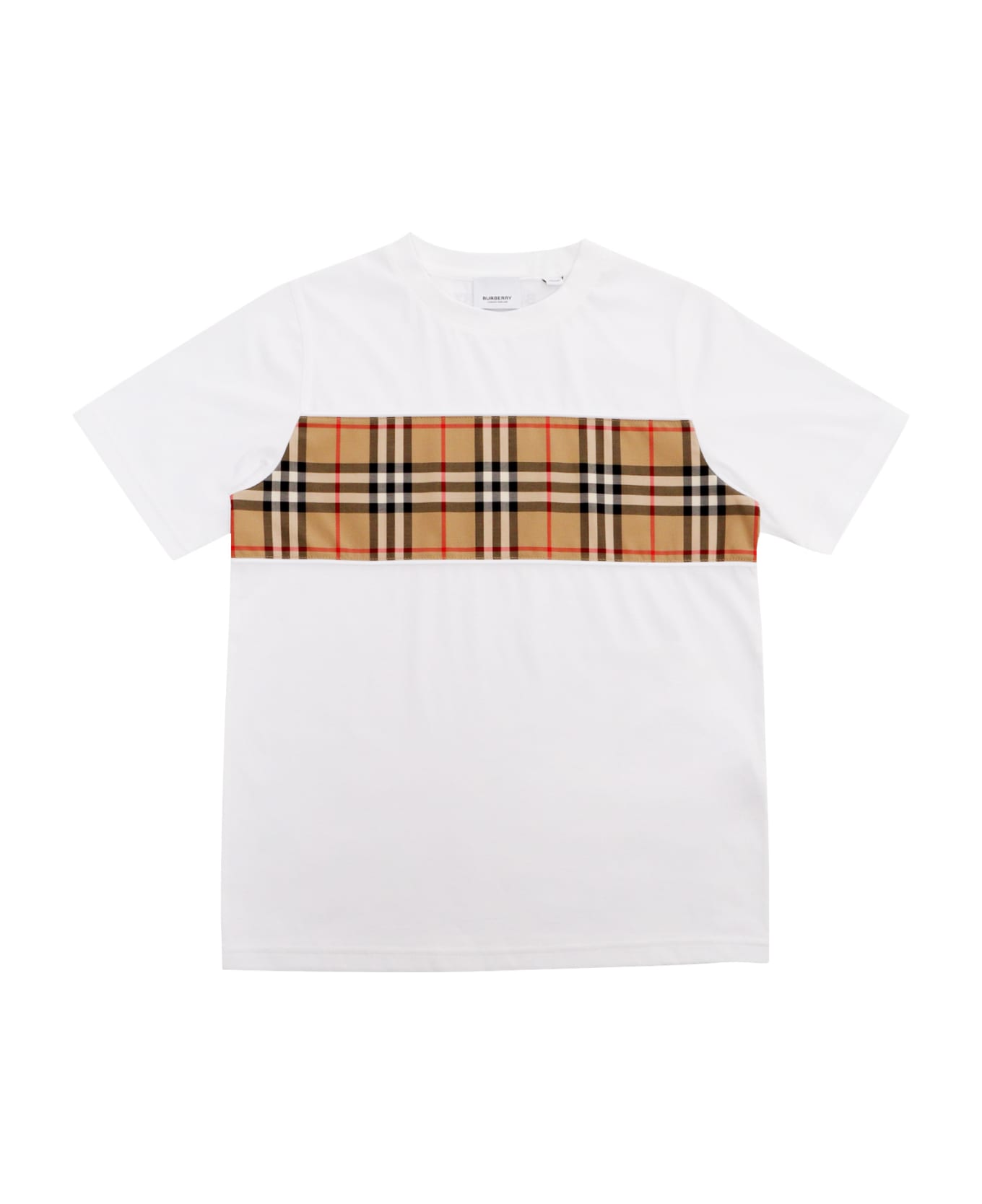 Burberry White T-short With Print - WHITE