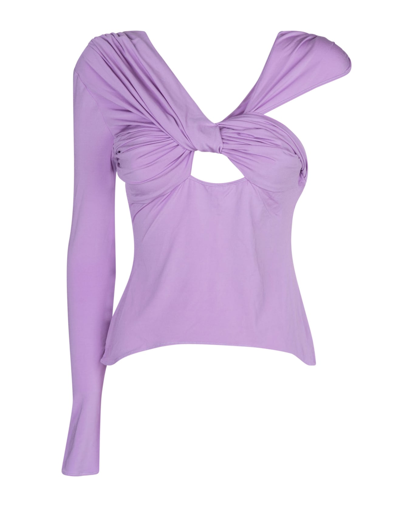 Nensi Dojaka One-sleeve V-neck Draped Top - Lavender