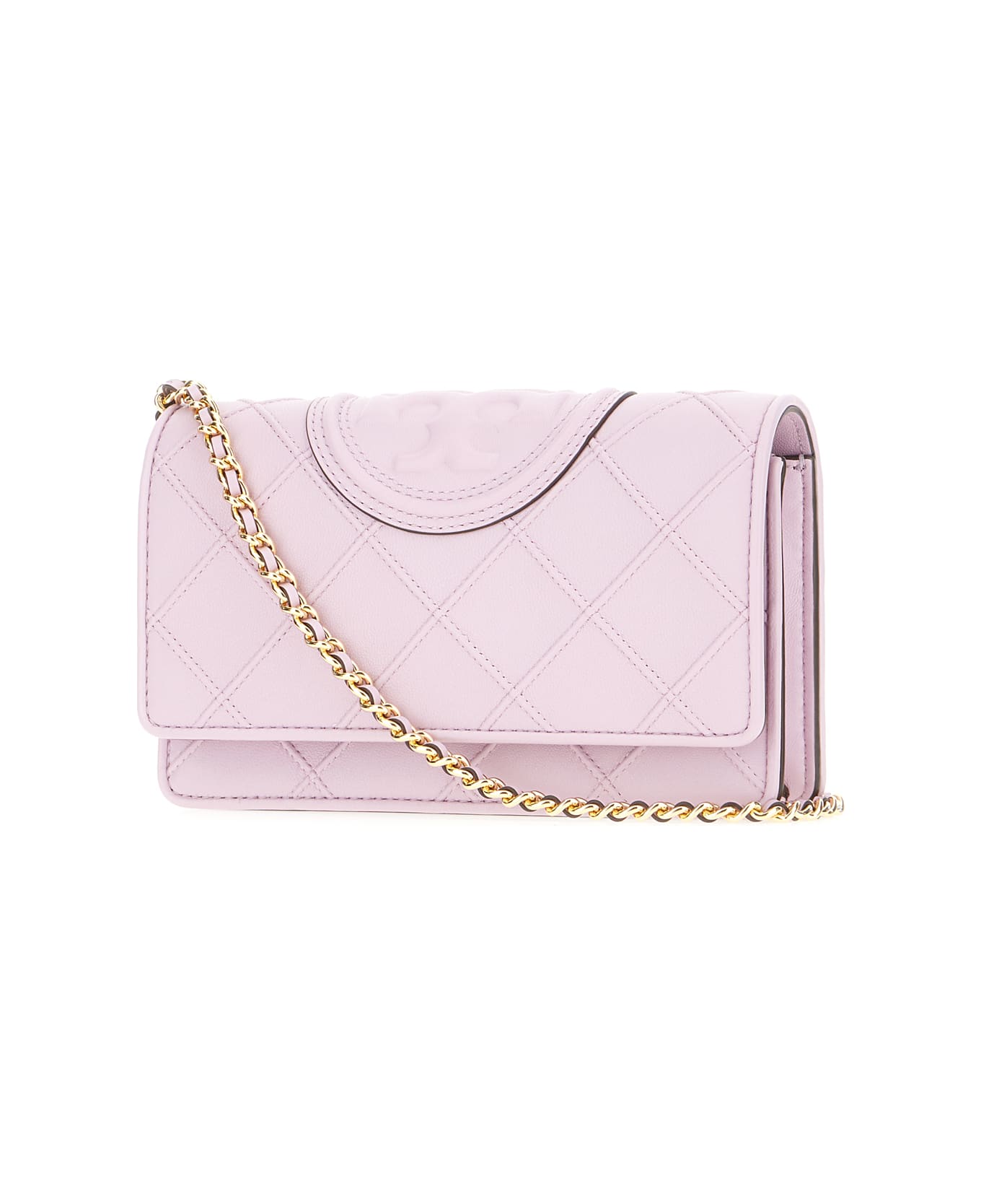 Tory Burch Lillac Leather Fleming Clutch - PALE PURPLE