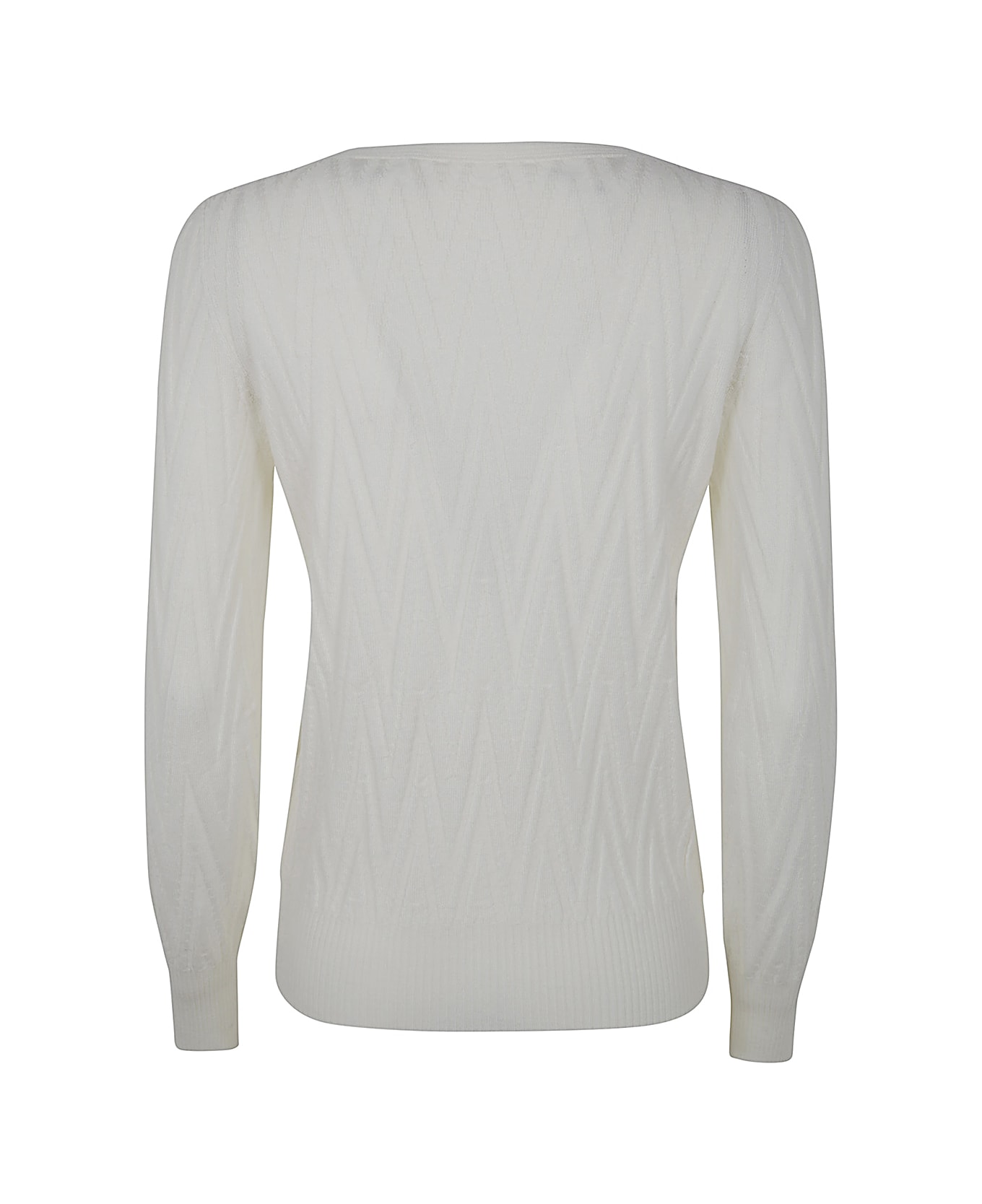 D.Exterior Merinos Long Sleeves Back V Neck - Latt Milk