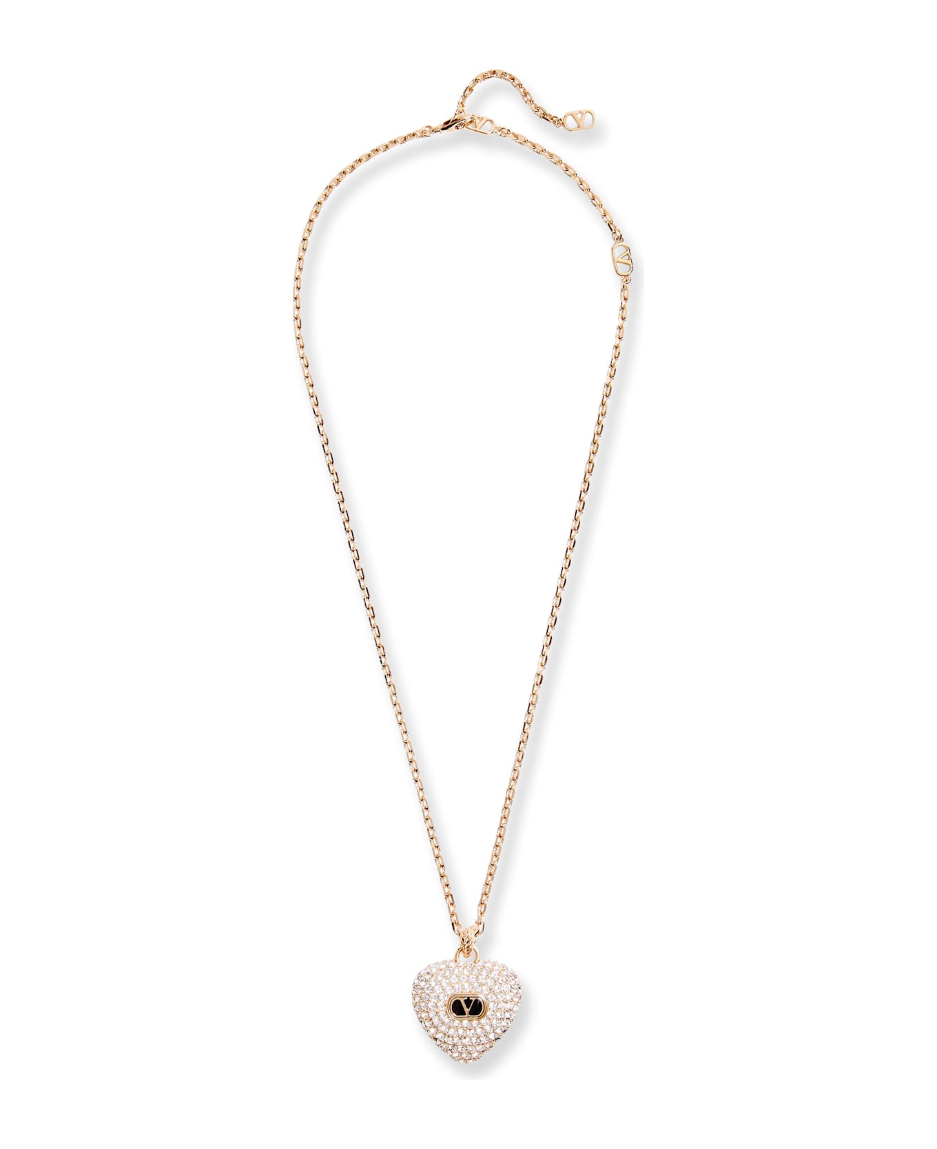 Valentino Garavani Coeur Royal Metal, Enamel And Crystals Necklace - ORO/NERO/CRYSTAL