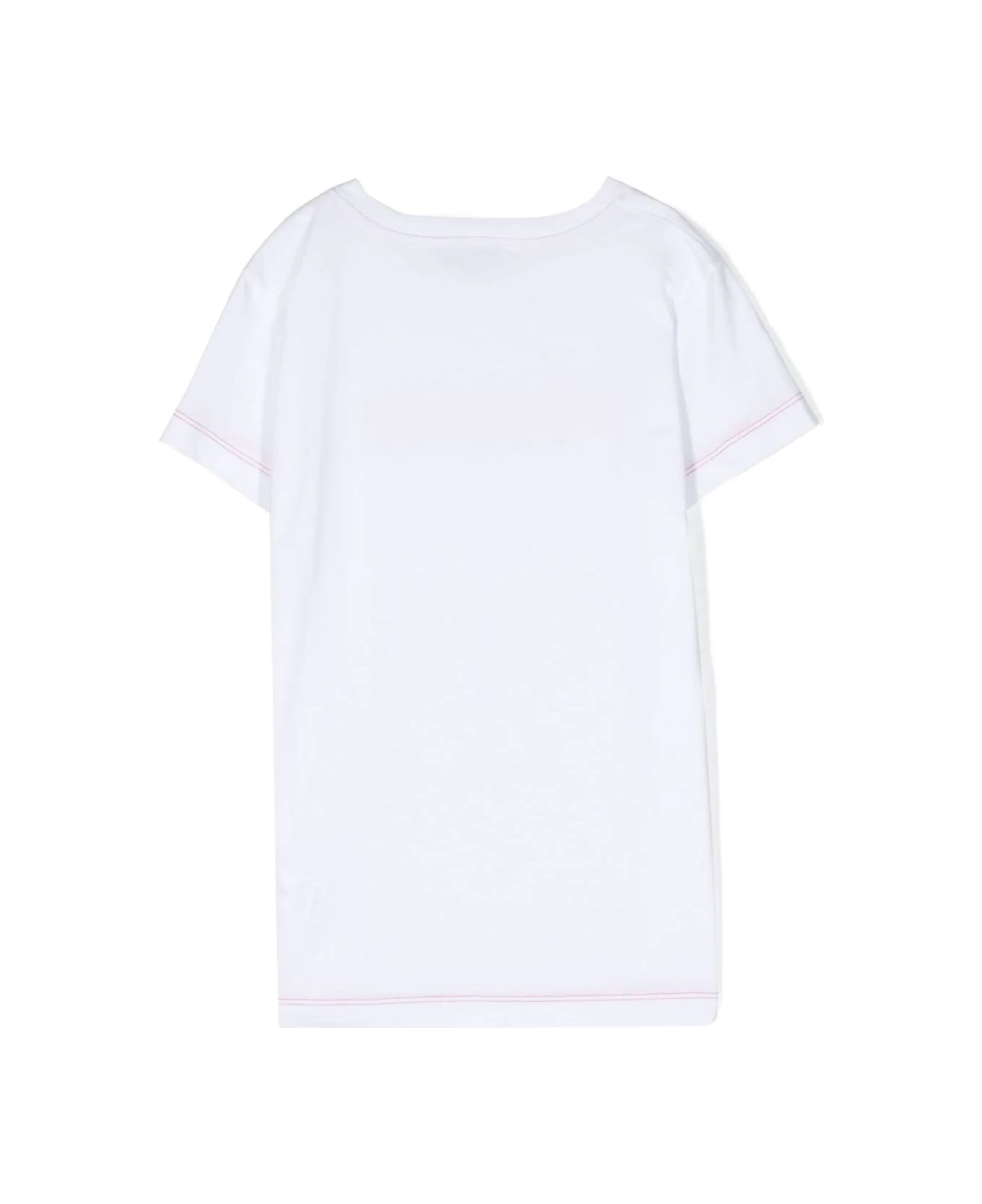 Missoni Kids White T-shirt With Fuchsia Sequins Logo - Fu