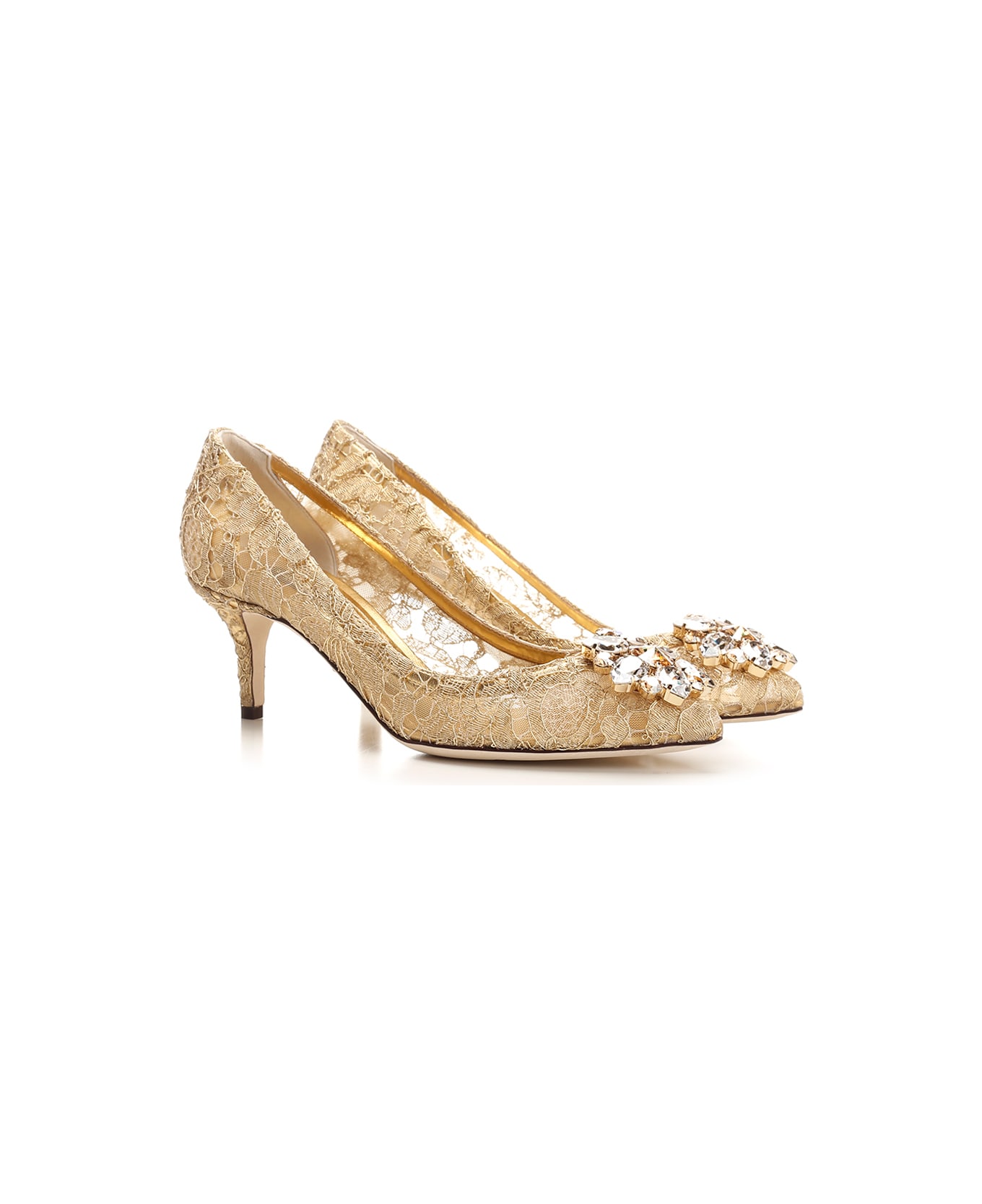 Dolce & Gabbana Taormina Lace Pumps - Gold