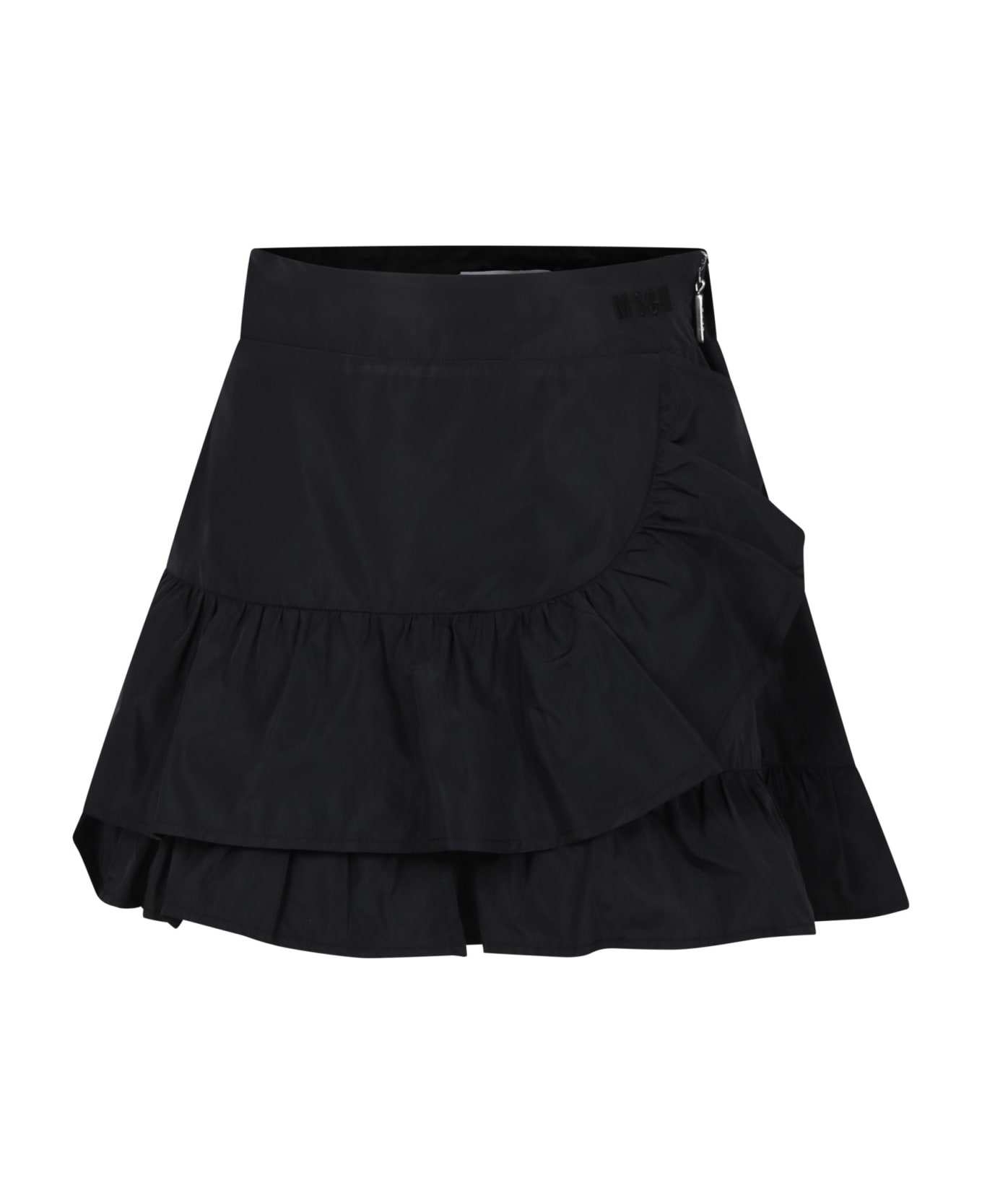MSGM Black Skirt For Girl With Logo - Black