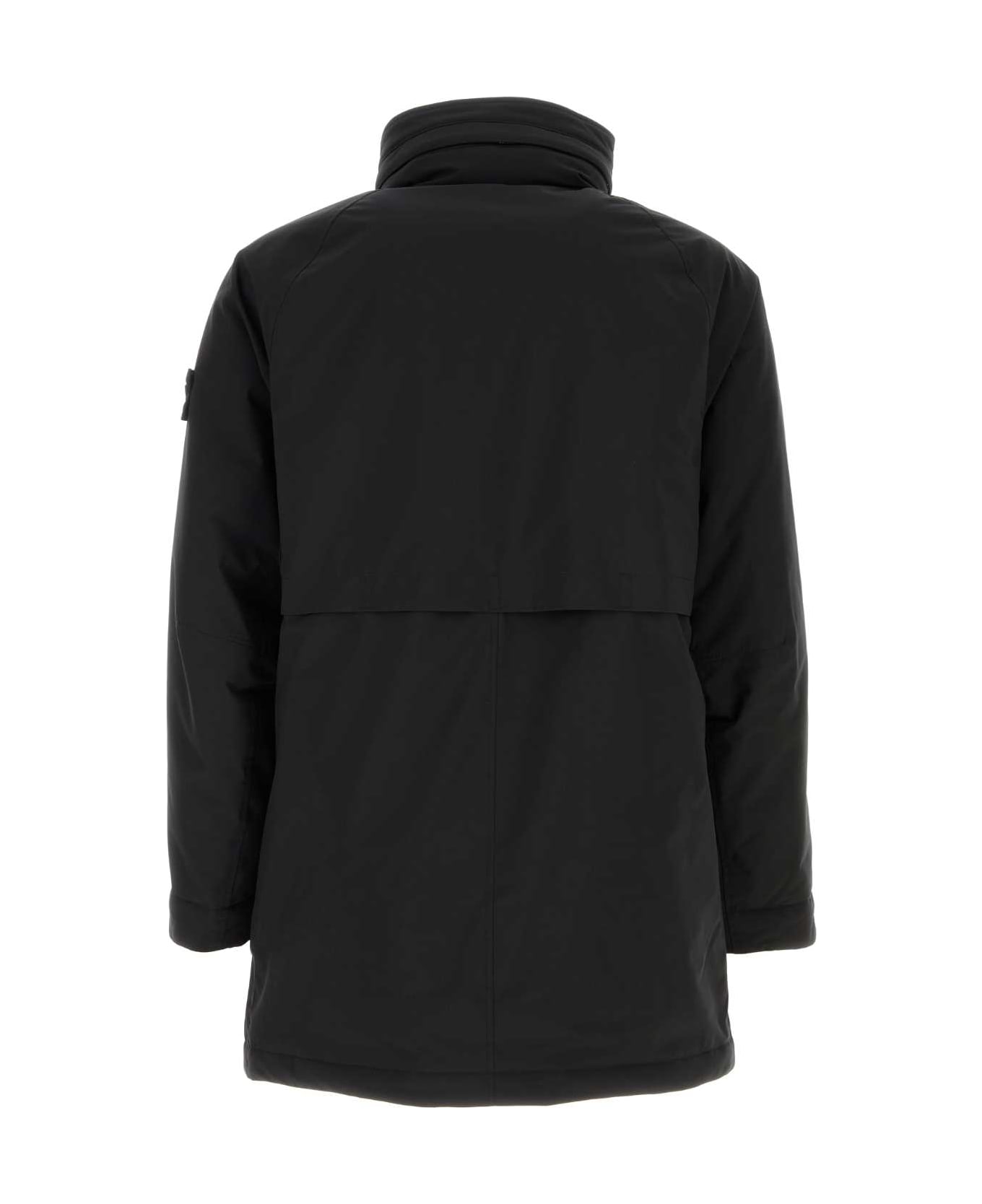 Stone Island Black Stretch Polyester Padded Jacket - BLACK