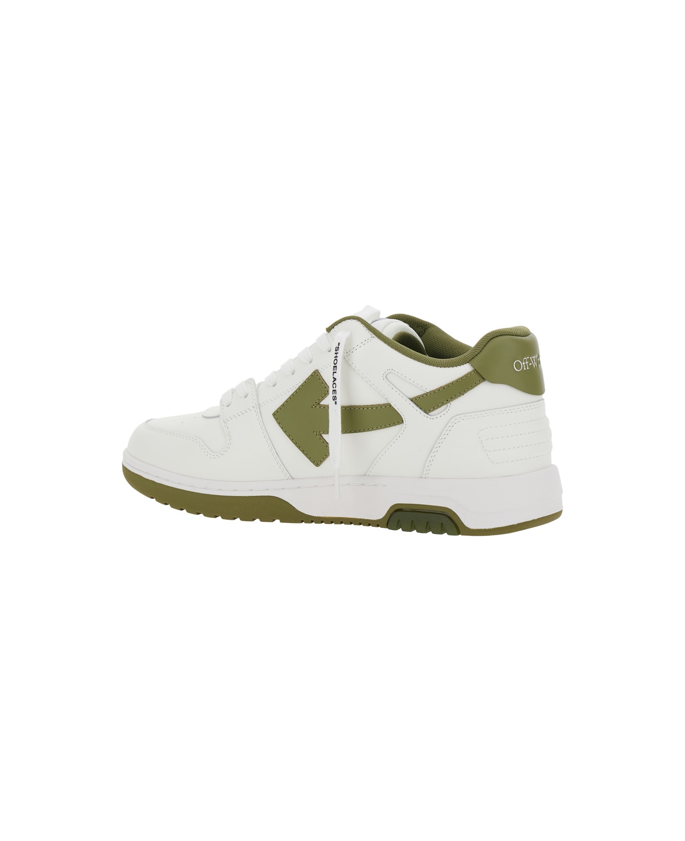 Off-White 'out Of Office' White Low Top Sneakers With Arrow Motif And Zip-tie Tag In Leather Man - White