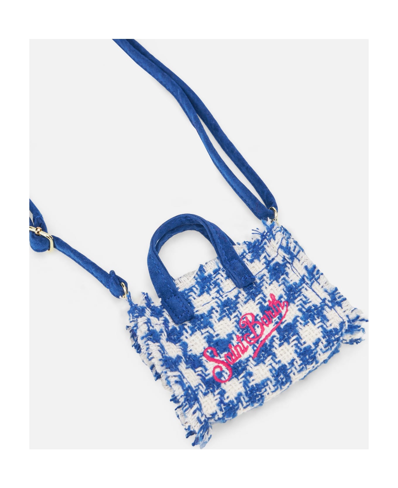 MC2 Saint Barth Wooly Key Holder With Pied De Poule Pattern - BLUE