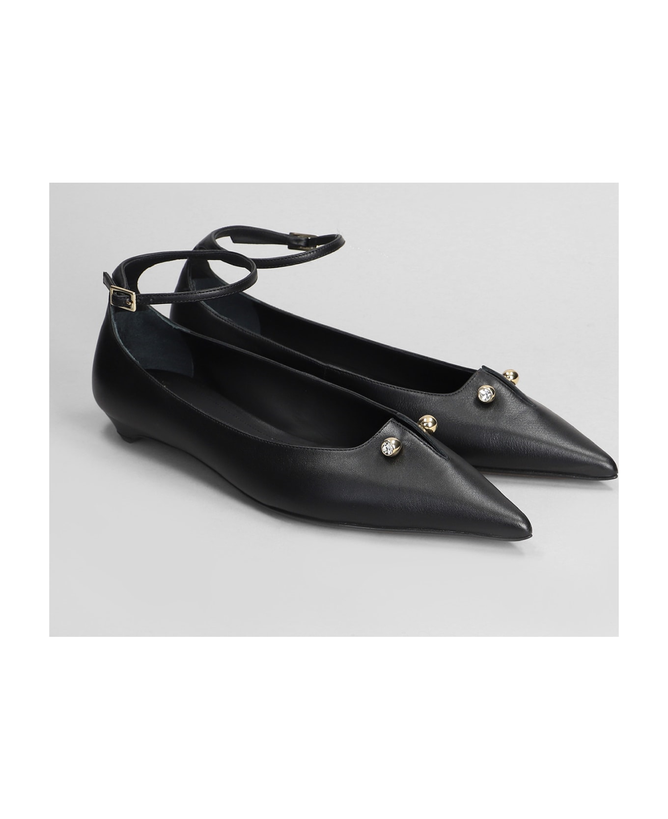 Alevì Chiara 015 Ballet Flats In Black Leather - black