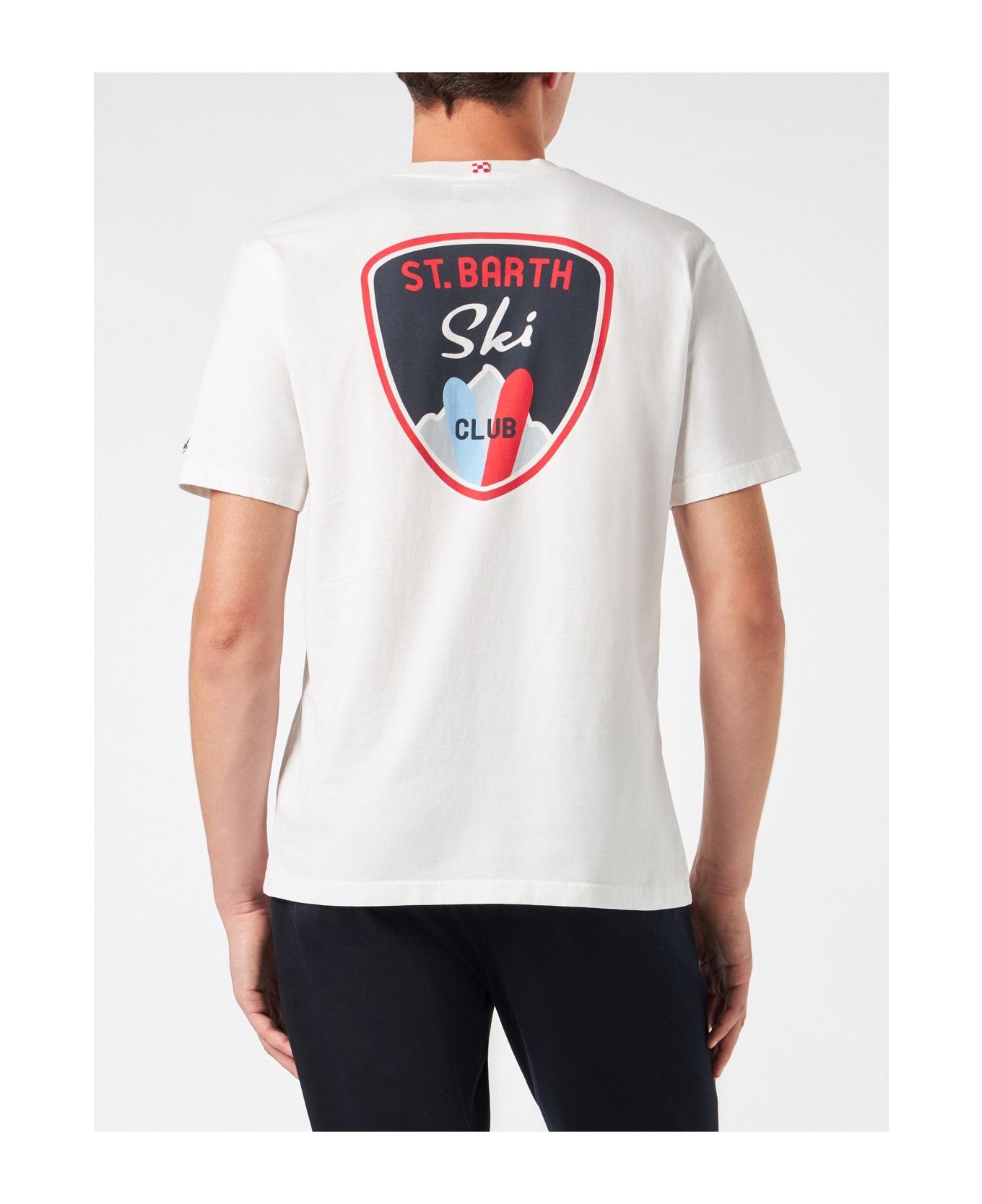 MC2 Saint Barth Man Heavy Cotton T-shirt With St. Barth Ski Patch - WHITE