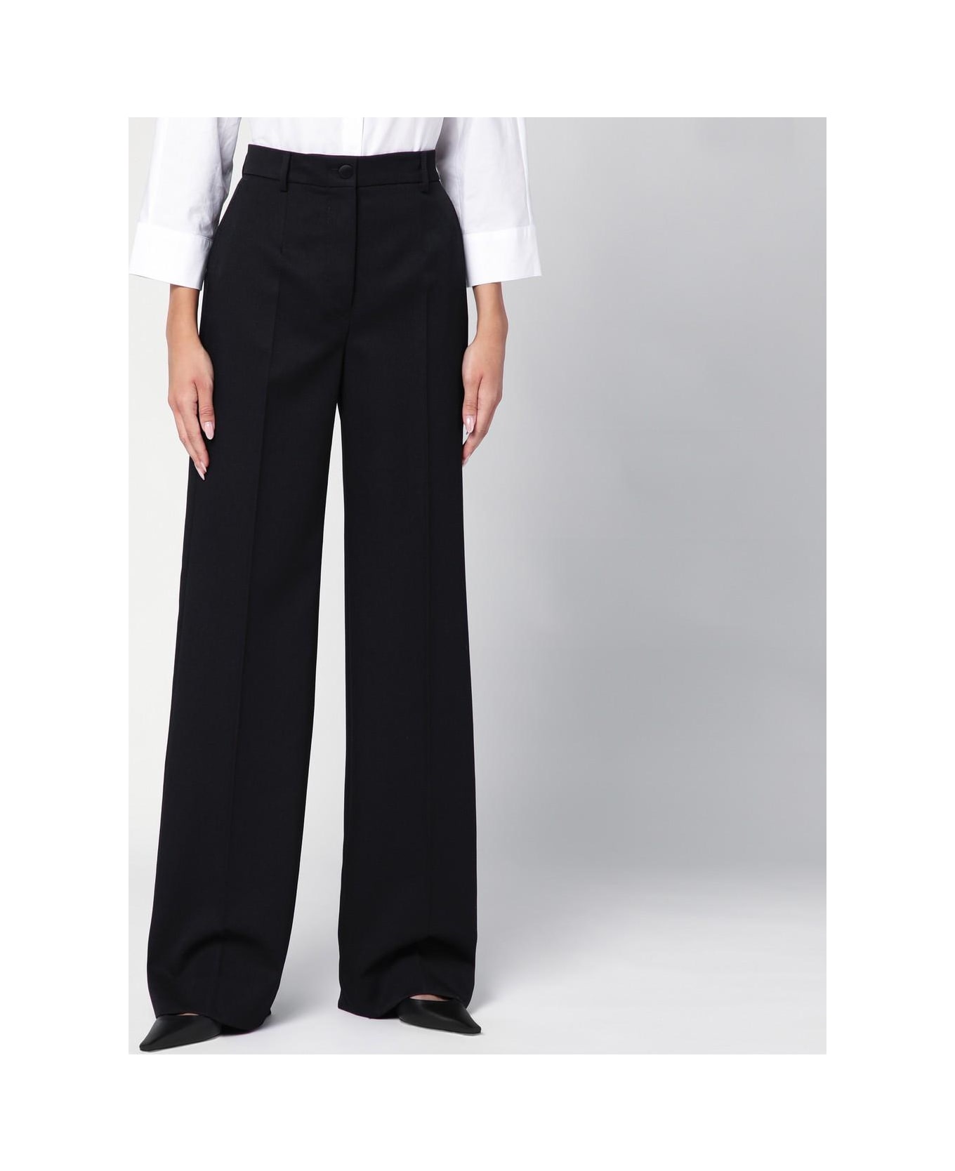 Dolce & Gabbana Black Wool Flared Trousers - Nero