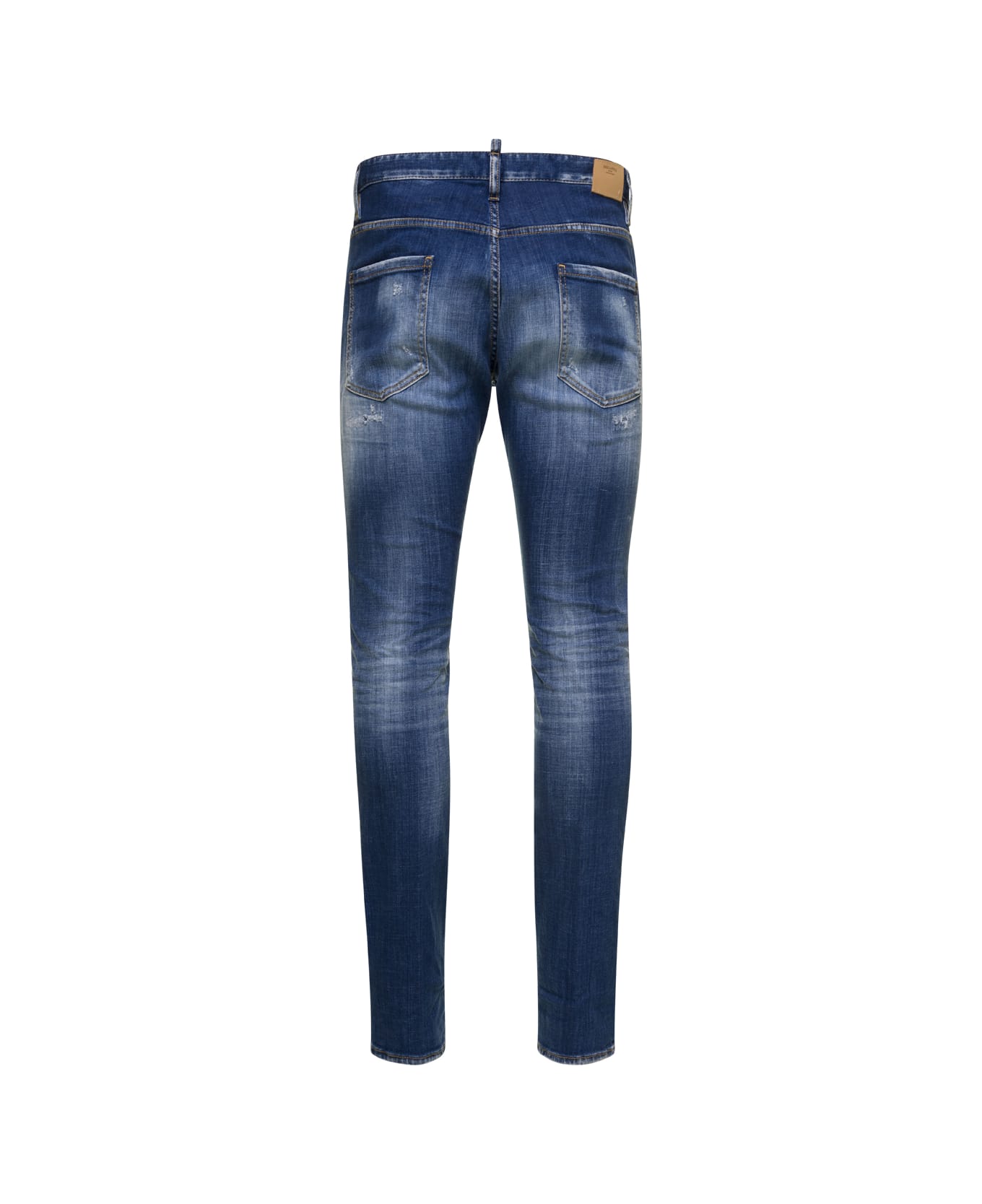 Dsquared2 'cool Guy' Light Blue Jeans With Used Wash And Destroyed Details In Stretch Cotton Denim Man Dsquared2 - Blu
