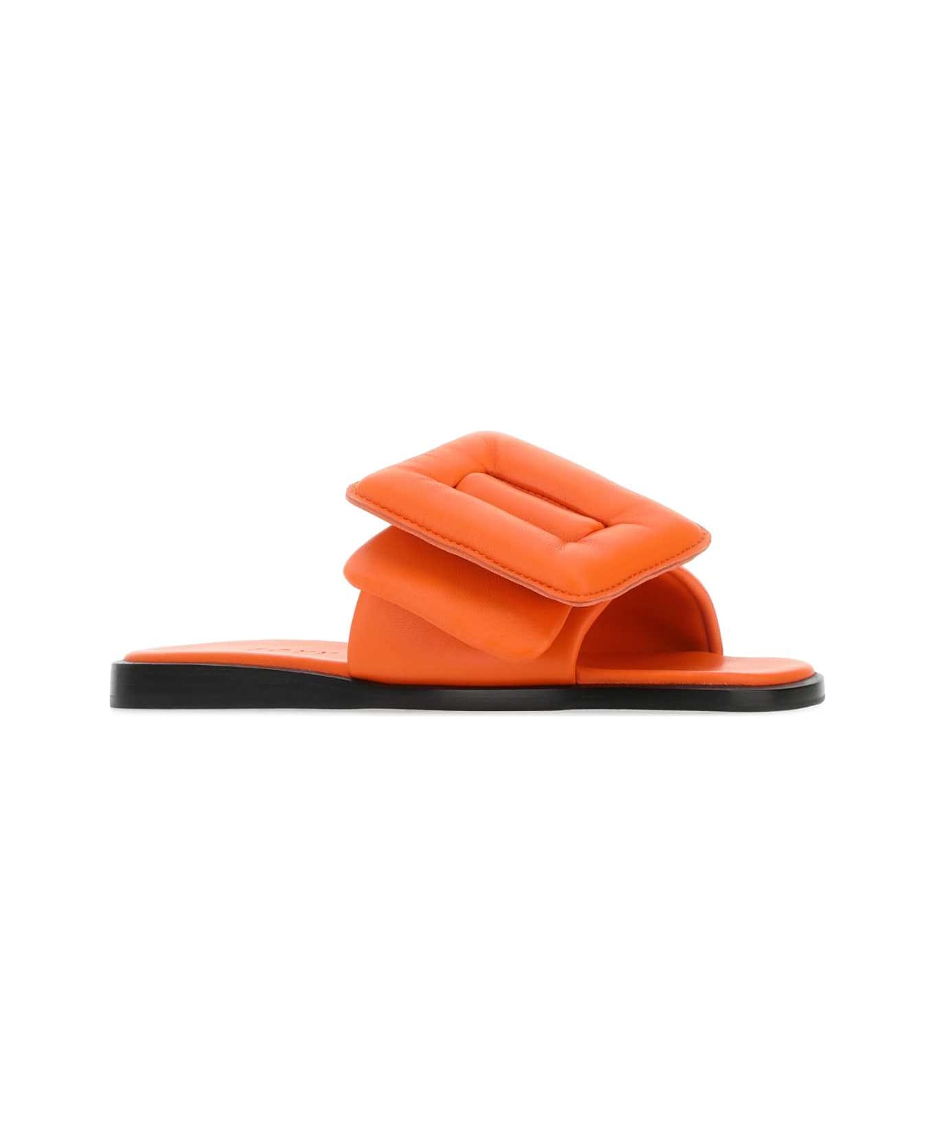 BOYY Orange Leather Puffy Slippers - PUFFINSBILL