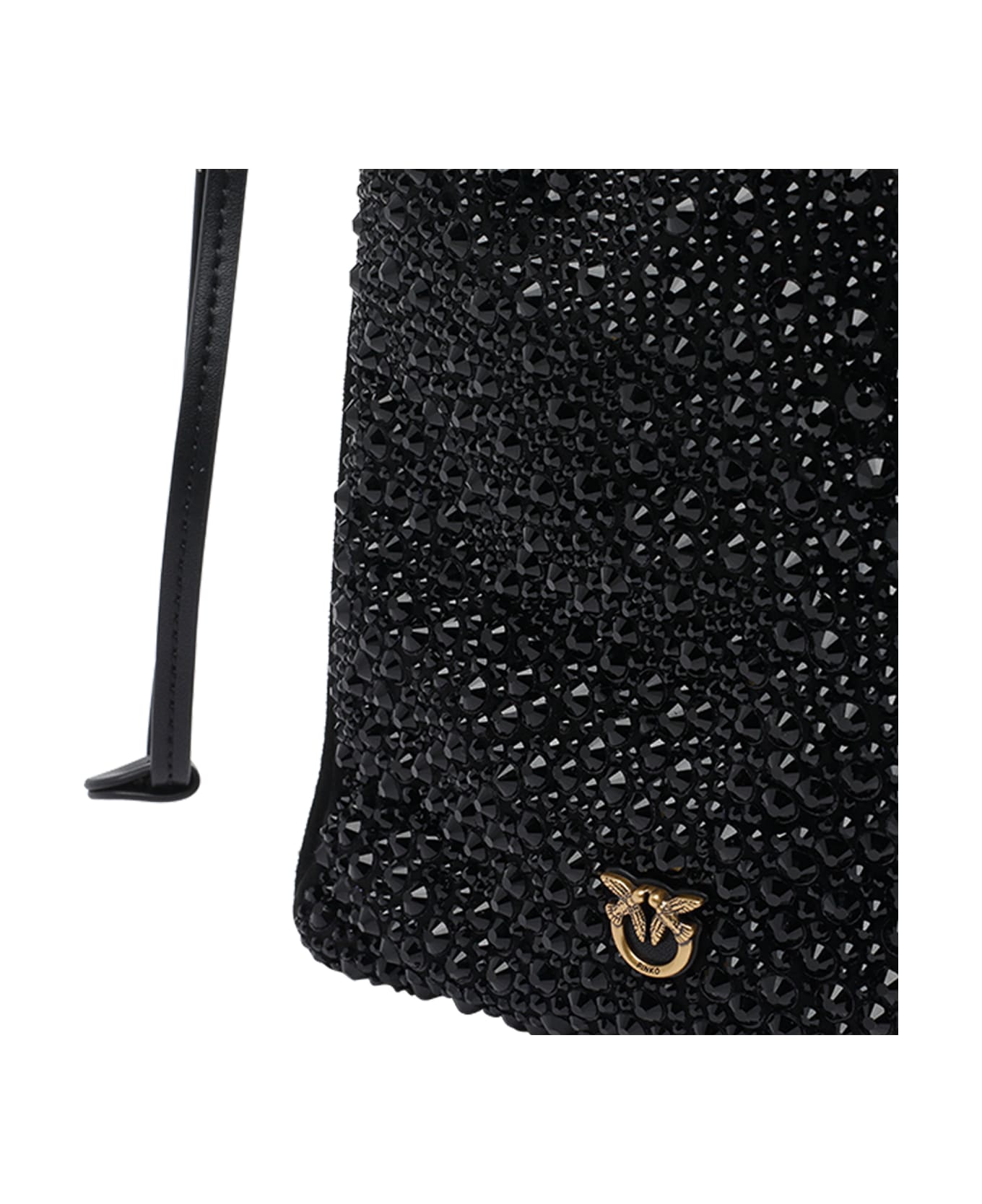 Pinko Slouchy Fully Rhinestoned Shoulder Pouch - Black