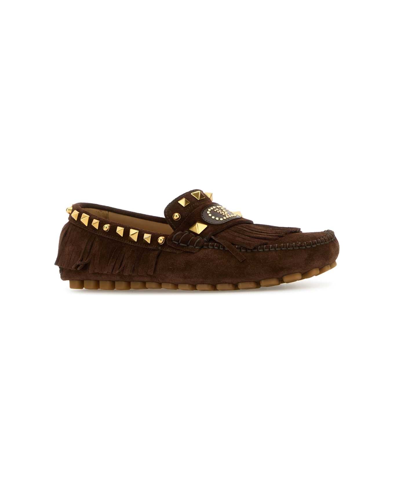 Valentino Garavani Brown Split-leather Plaster Caster Loafers - FONDANT