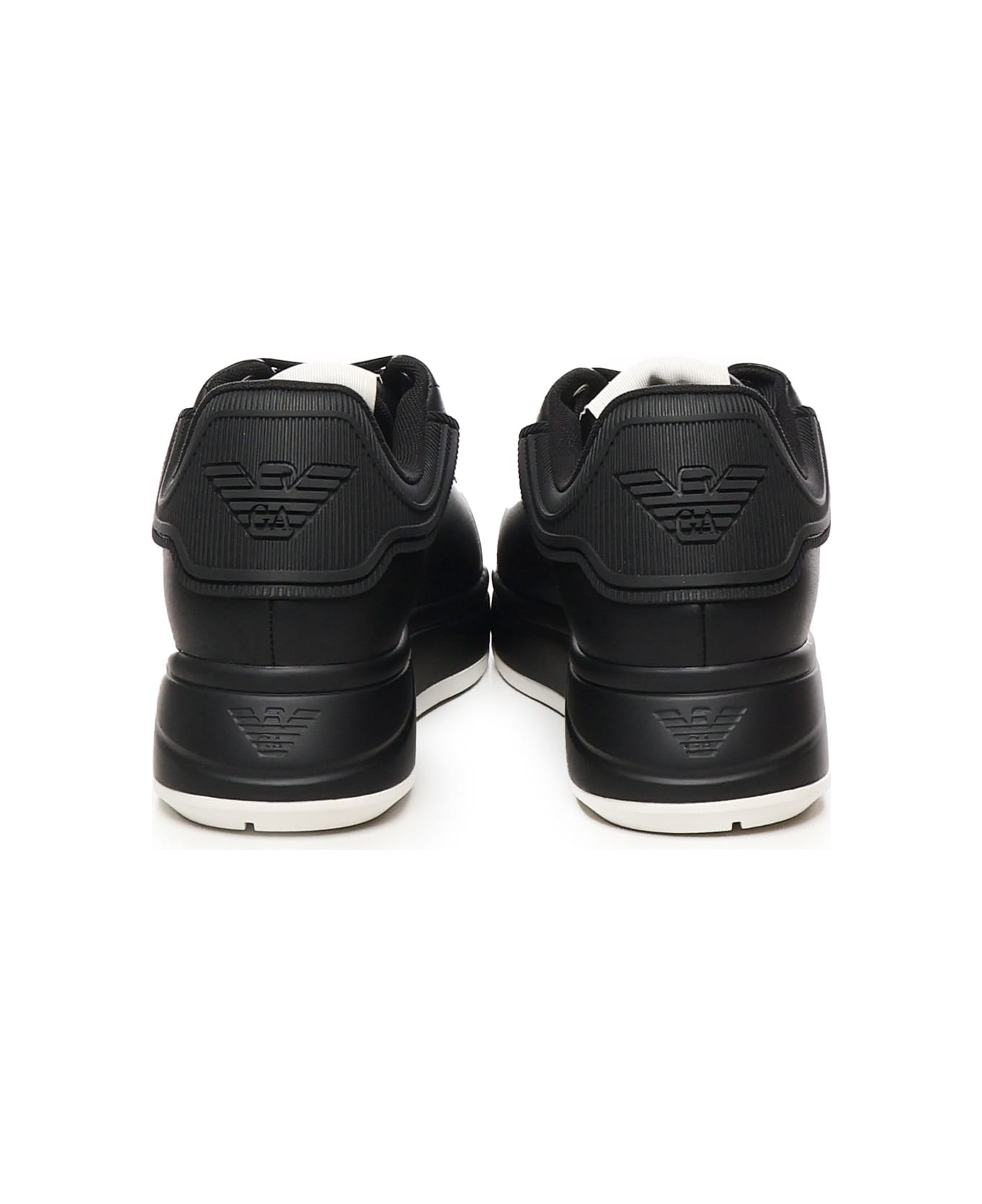 Emporio Armani Leather Sneakers - Black