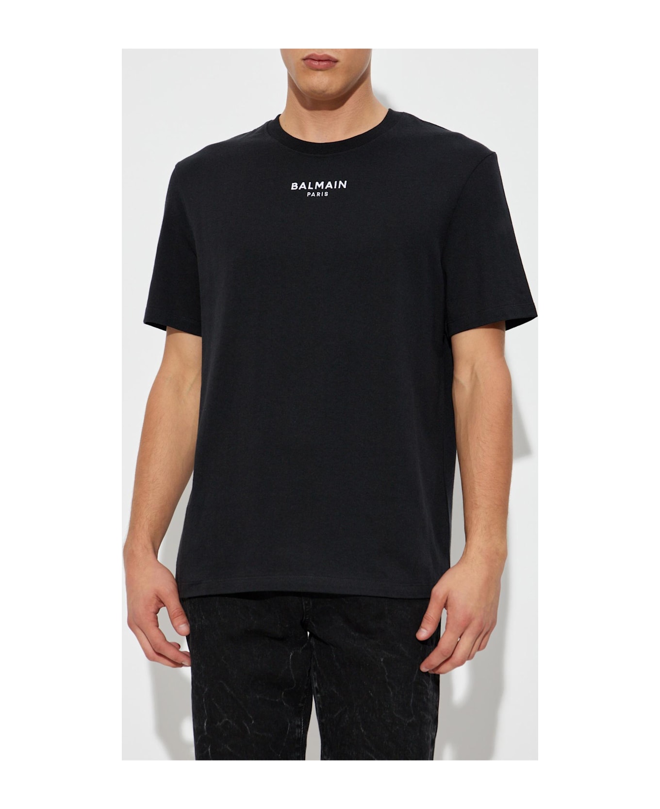 Balmain T-shirt With Embroidered Logo - BLACK