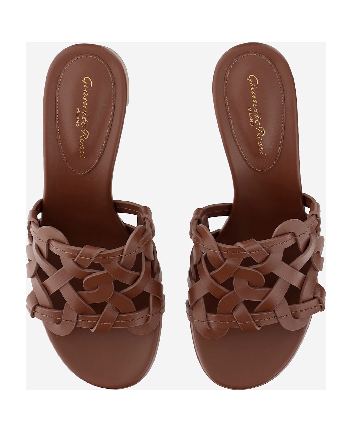 Gianvito Rossi Woven Leather Mules - Brown