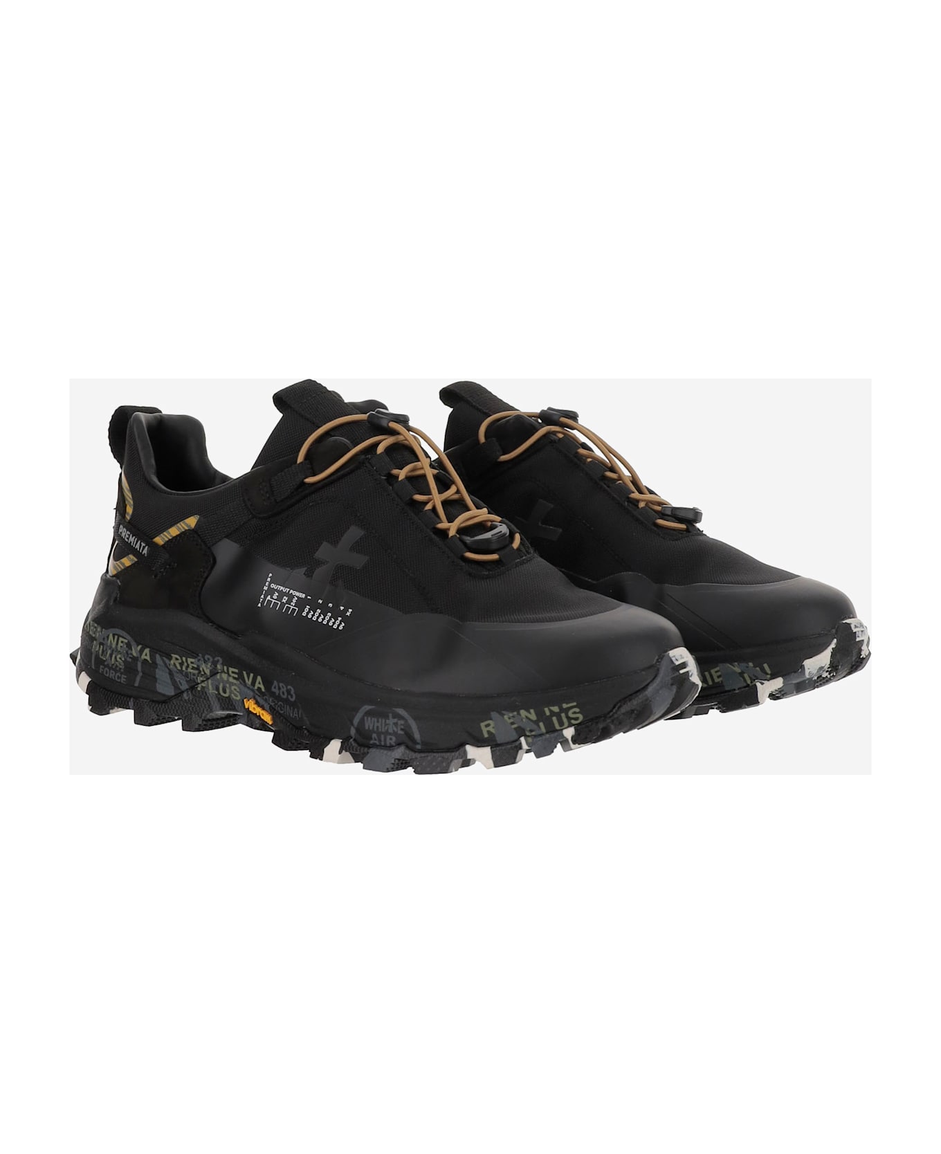 Premiata Cross 0.2 Sneakers In Black Fabric - Black