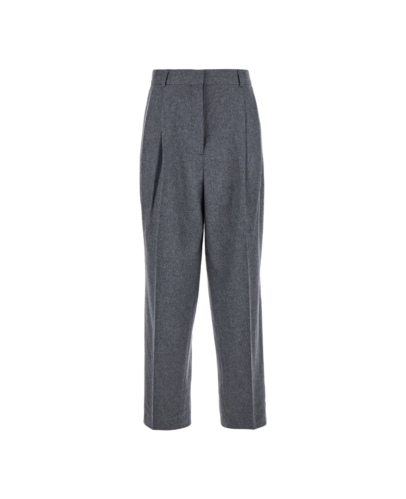 Totême Grey Pants With Belt Loops And Pences In Wool Blend Woman - Grey