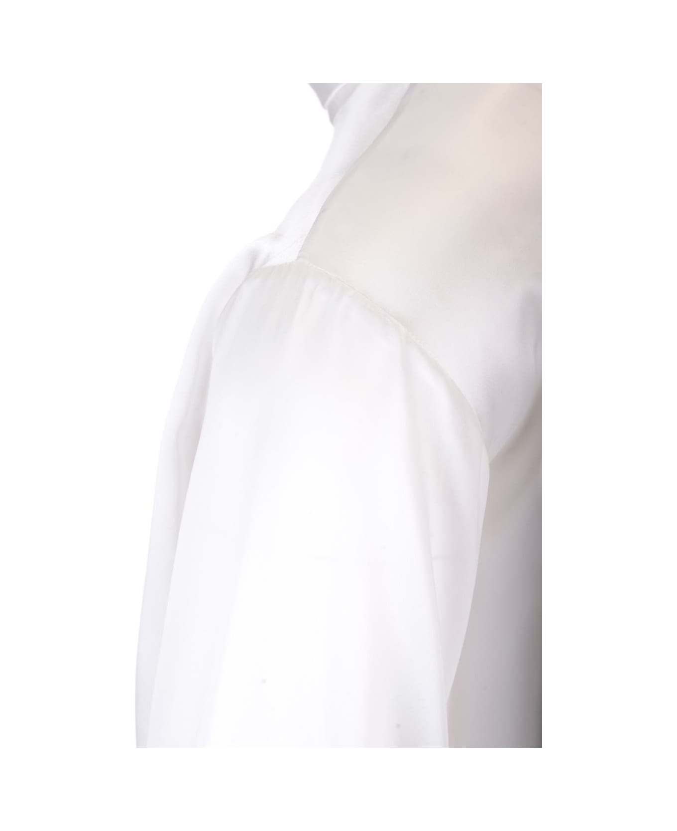 Dolce & Gabbana Wide Silk Satin Turtleneck - White