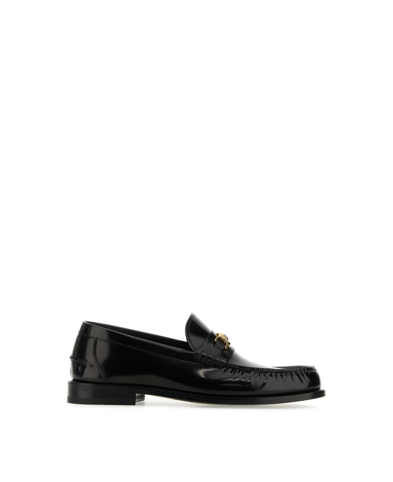 Versace Black Leather Medusa 95 Loafers - BLACKVERSACEGOLD