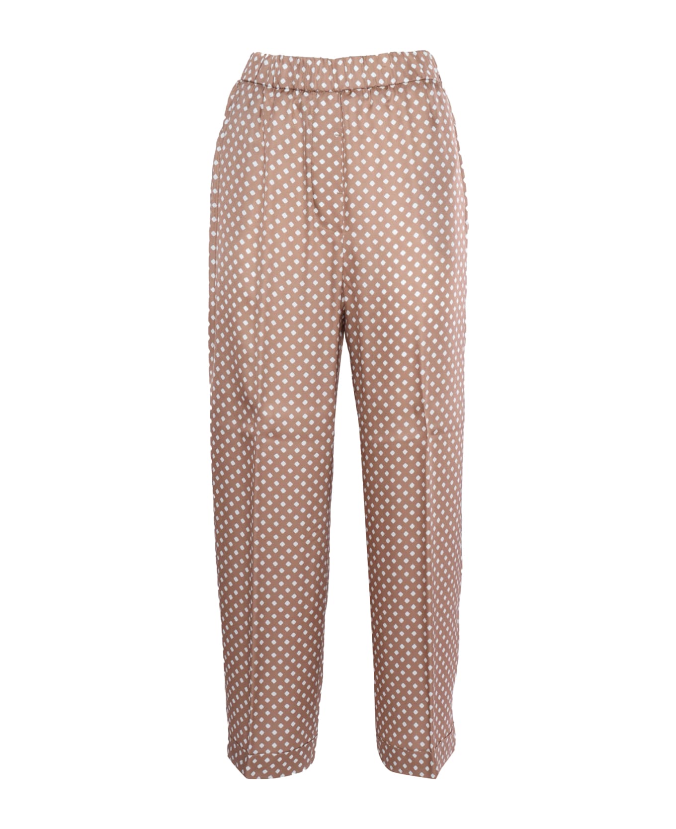 Peserico Brown Trousers With Polka Dots - BROWN
